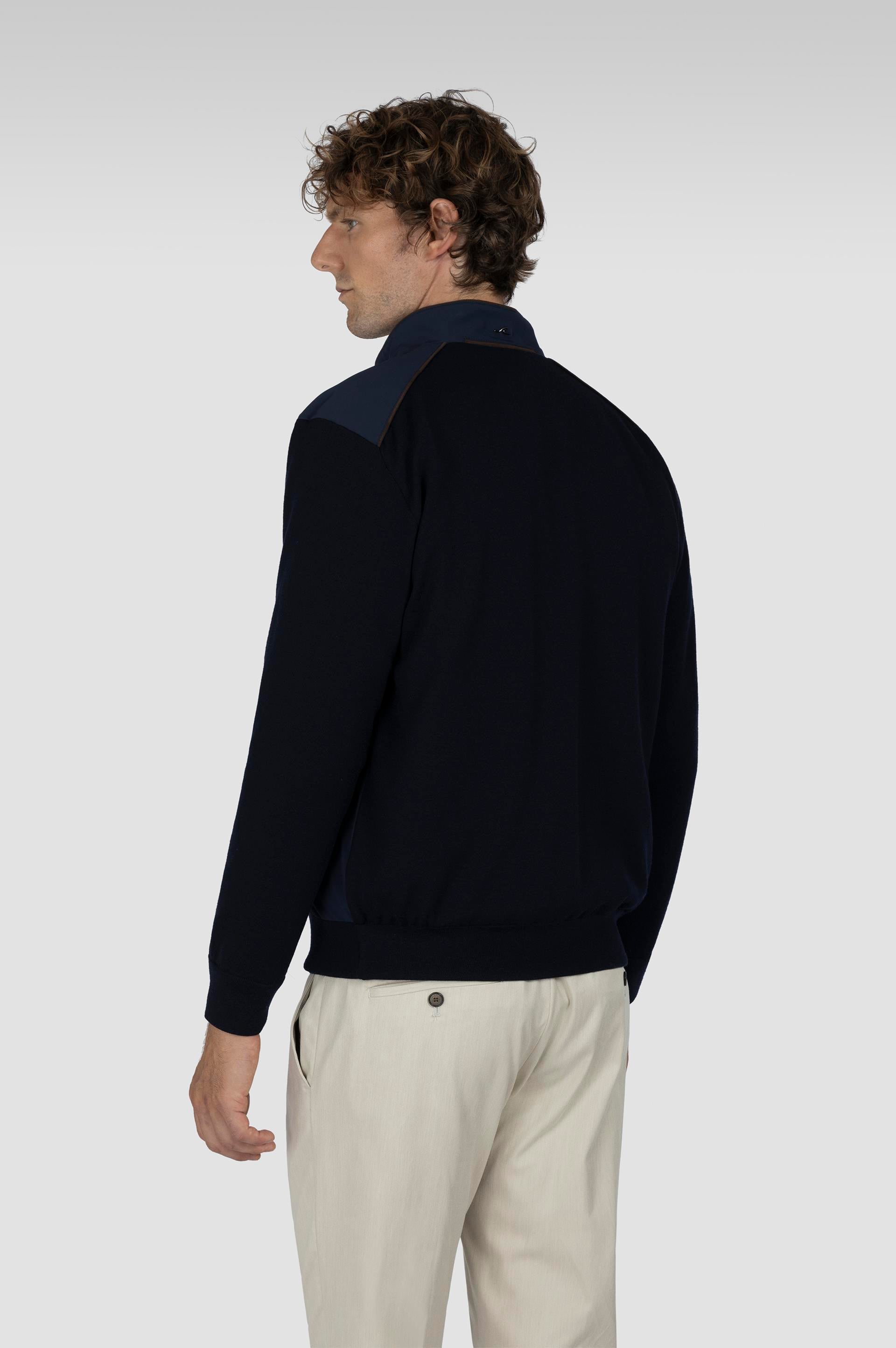 Paul Shark Paul Shark Erkek Regular Fit Dik Yaka Saf Yün İçerikli Uzun Kollu Lacivert Triko 15311268-050