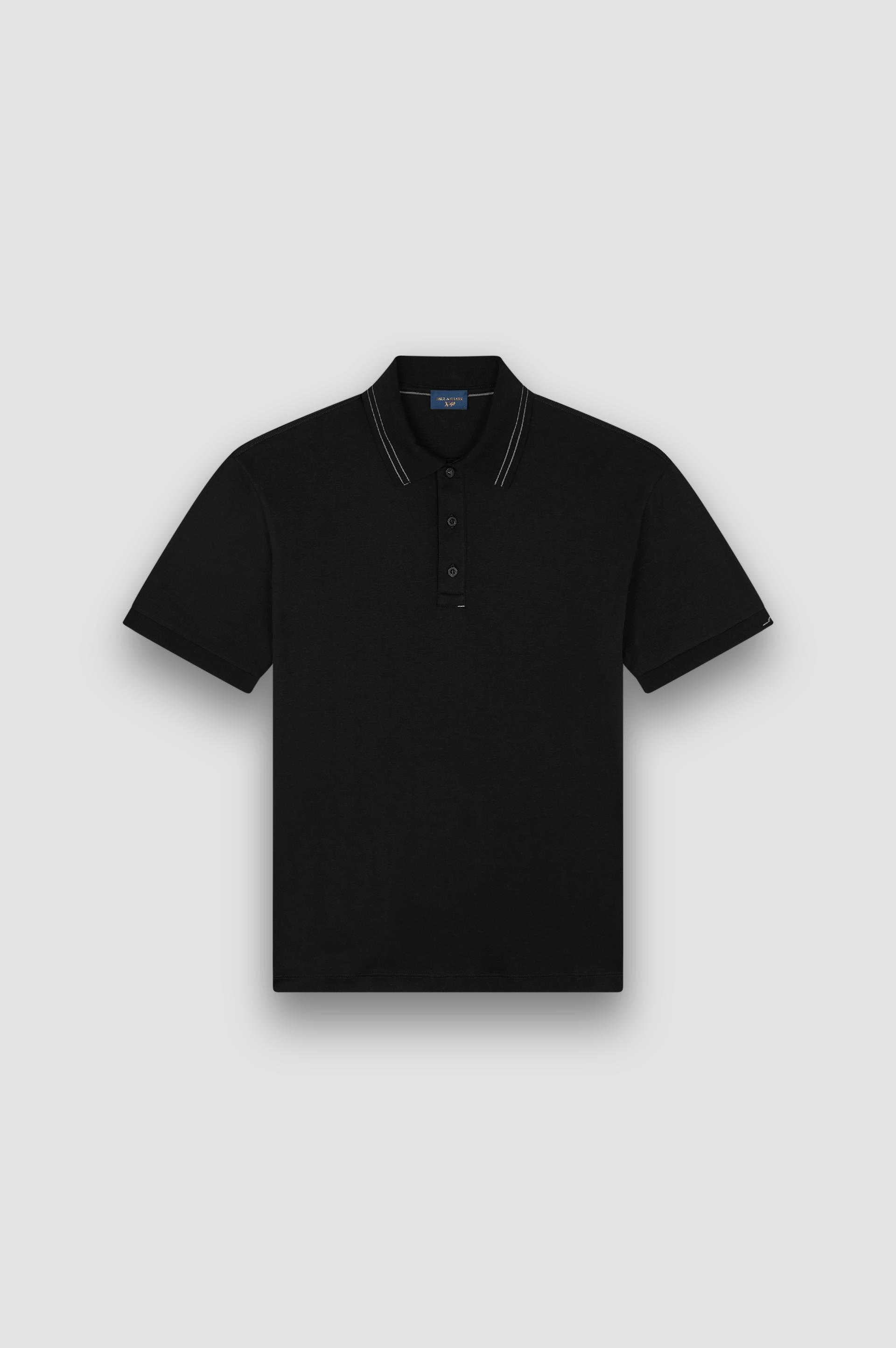 Paul Shark Paul Shark Erkek Regular Fit Pamuklu Kısa Kollu Siyah-Gümüş Polo Yaka T-Shirt 15311724-11D