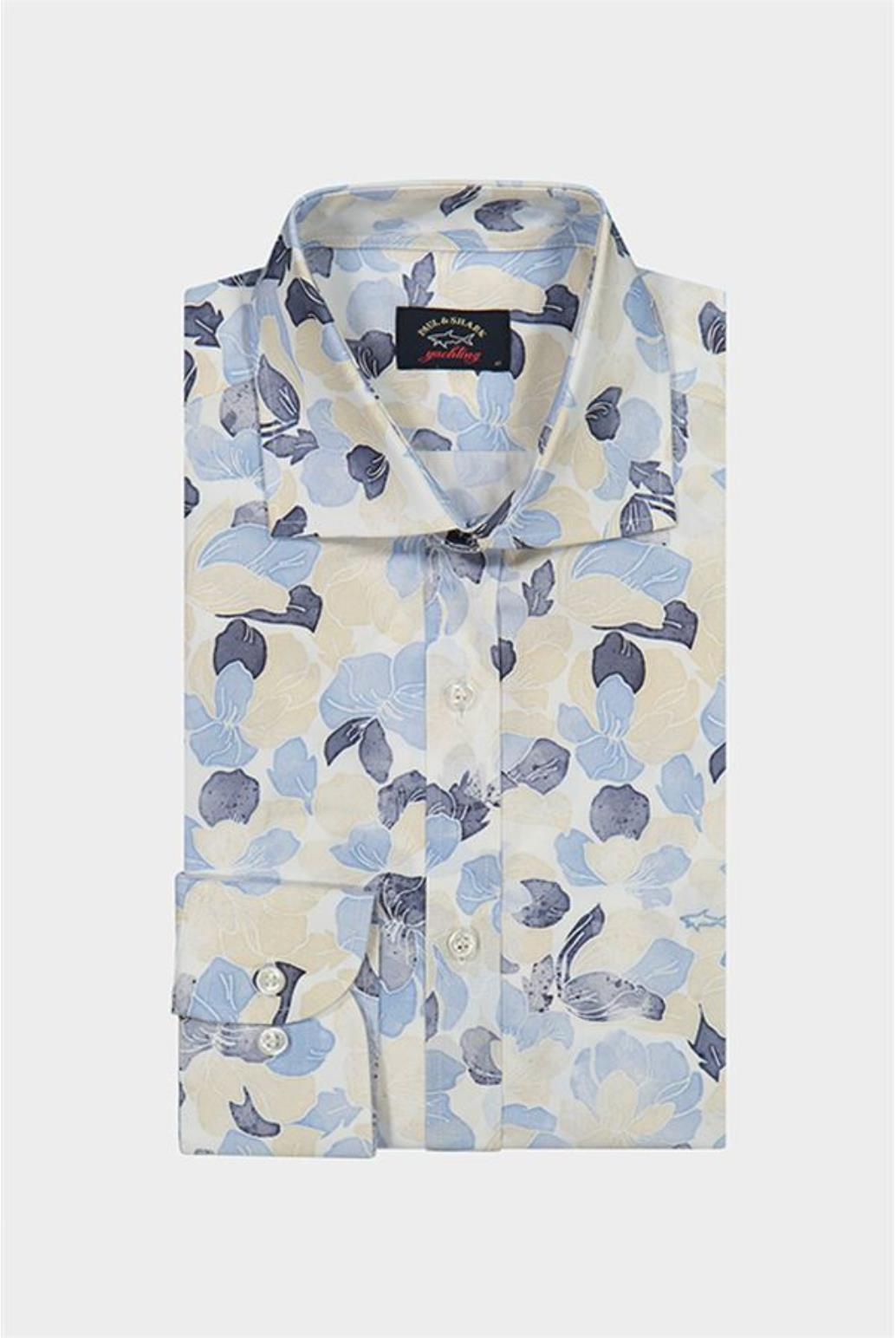 Paul Shark Paul Shark Erkek Regular Fit Desenli Uzun Kol Bej Gömlek 23413086J-101