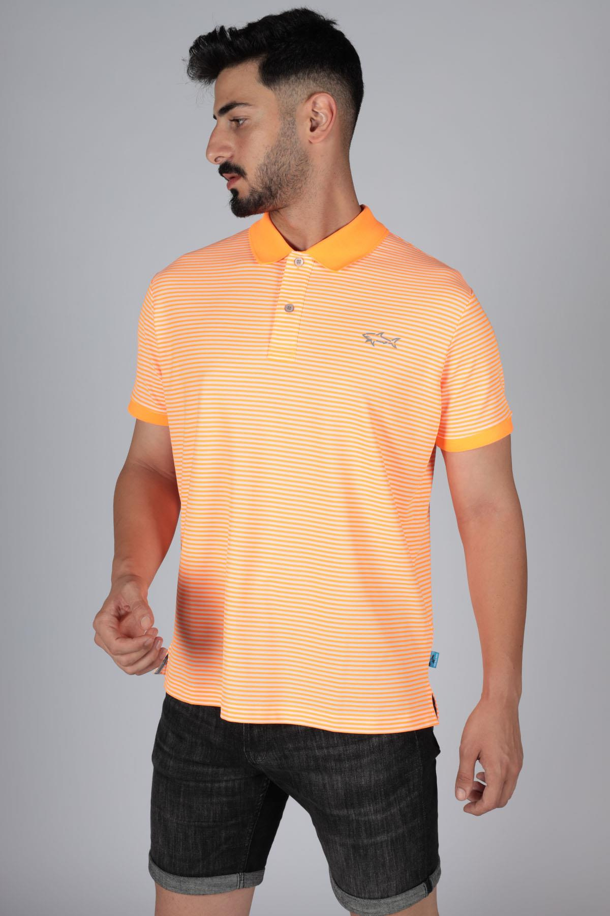 Paul Shark Paul Shark Erkek Regular Fit Düz Kısa Kollu Turuncu Polo Yaka T-Shirt 23411265-178