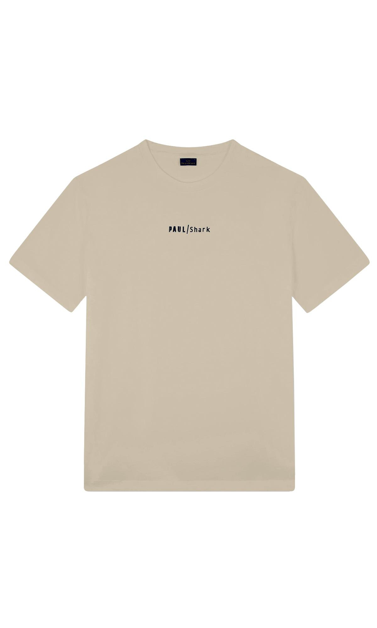 Paul Shark Paul Shark Erkek Regular Fit Yuvarlak Yaka İnce %100 Pamuklu Kısa Kollu Bej T-Shirt 25411060-348