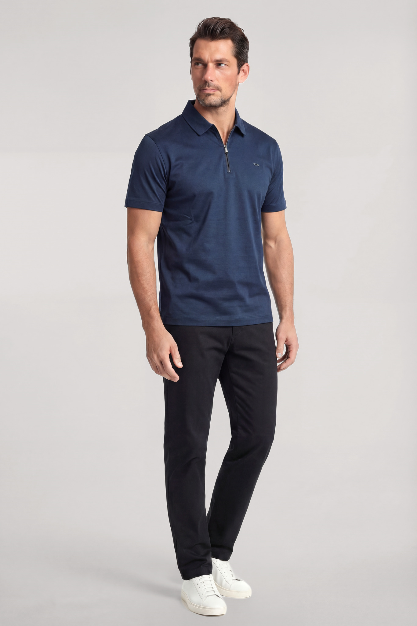 Paul Shark Paul Shark Erkek Regular Fit Logo Detaylı Pamuklu Kısa Kollu Lacivert Polo Yaka T-Shirt 26411262SM-013