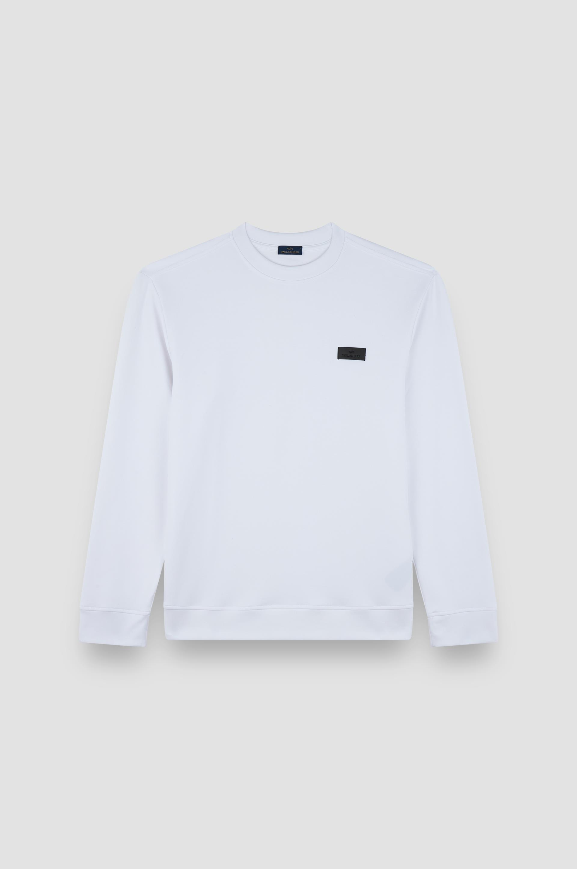 Paul Shark Paul Shark Erkek Regular Fit Pamuklu Shark Logo Etiketki Uzun Kollu Beyaz Sweatshirt 15311863-010