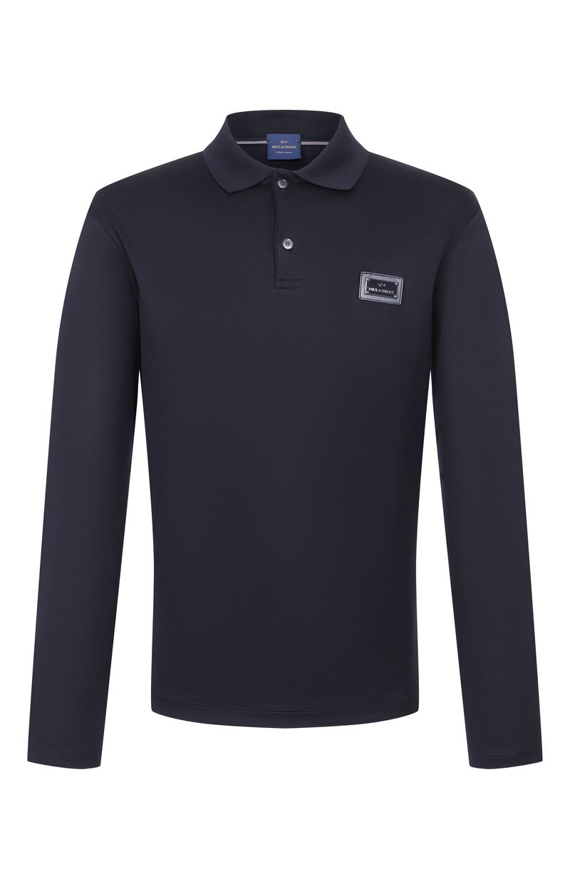 Paul Shark Paul Shark Erkek Regular Fit Pamuklu Logo Etiketli Uzun Kollu Lacivert Polo Yaka T-Shirt 16311728-50D