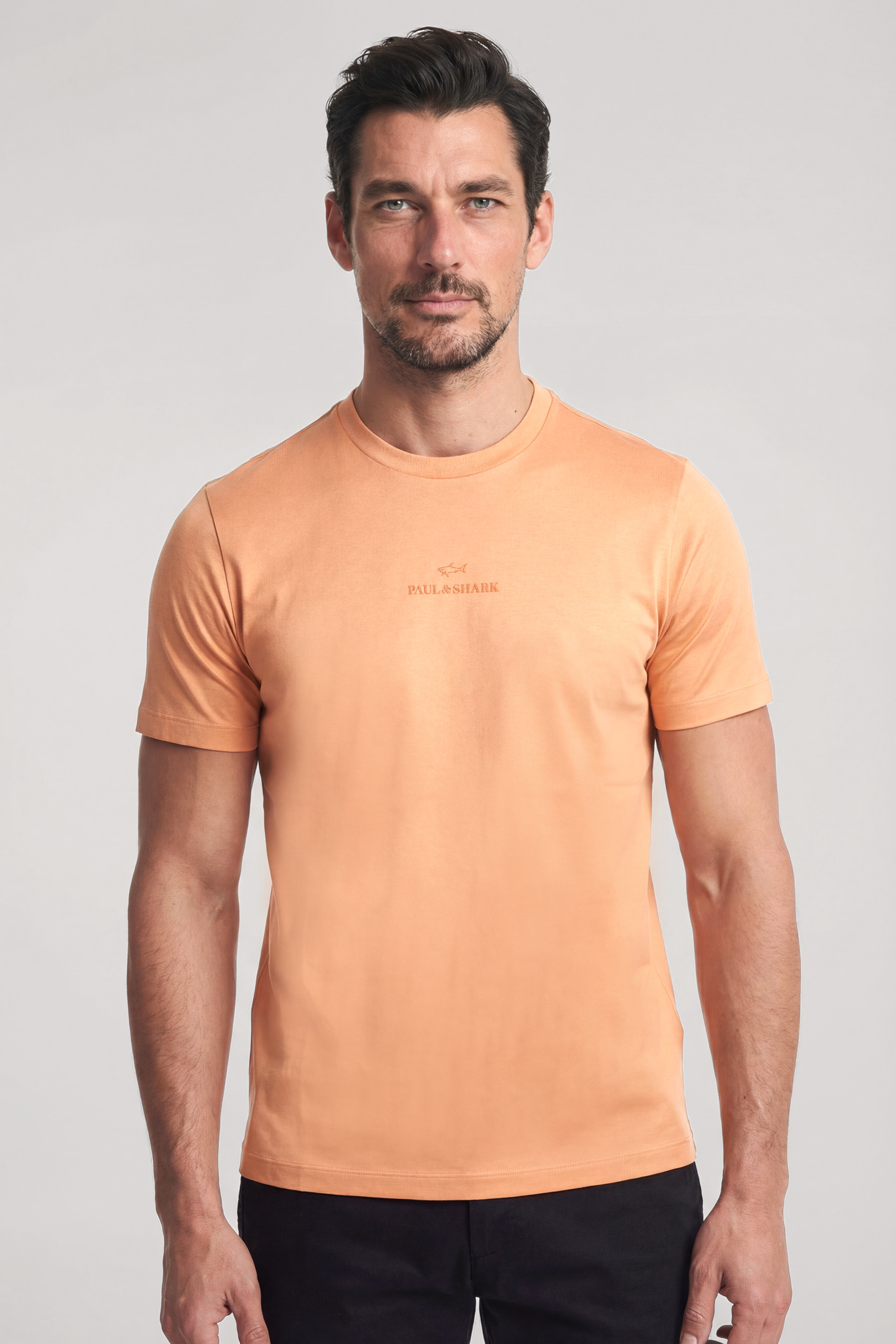 Paul Shark Paul Shark Erkek Regular Fit Yuvarlak Yakalı Pamuklu Logo İşlemeli Kısa Kollu Turuncu T-Shirt 26411049-231