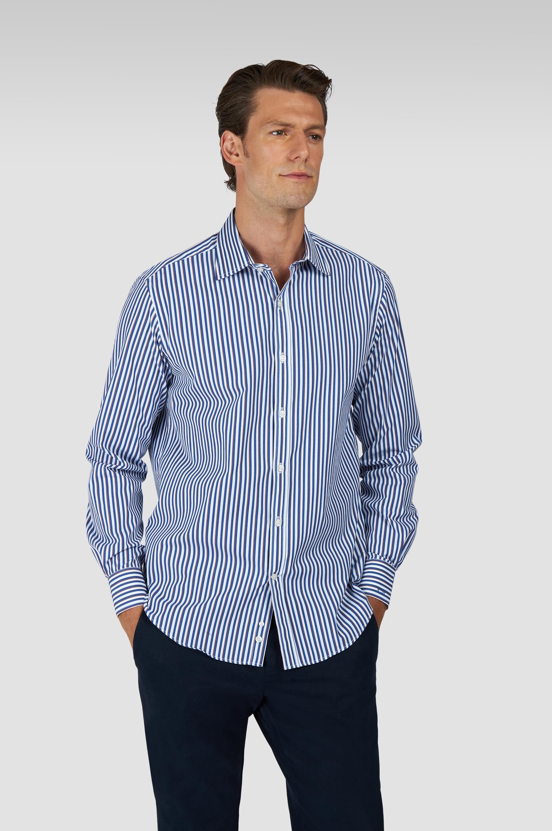 Paul Shark Paul Shark Erkek Regular Fit Çizgili Pamuklu Uzun Kollu Çok Renkli Gömlek 15313053CF-V14