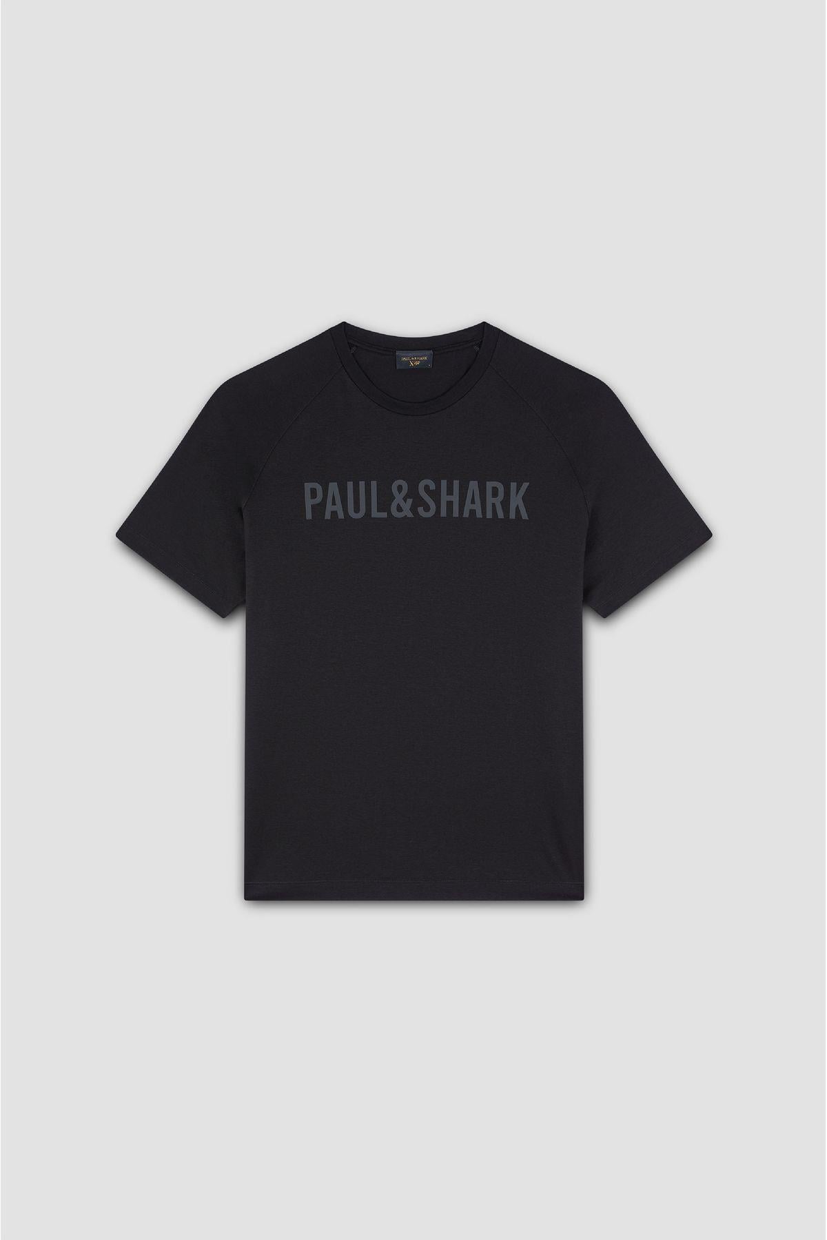 Paul Shark Paul Shark Erkek Regular Fit Yuvarlak Yaka Kısa Kollu Pamuklu Siyah T-Shirt 25411056-011