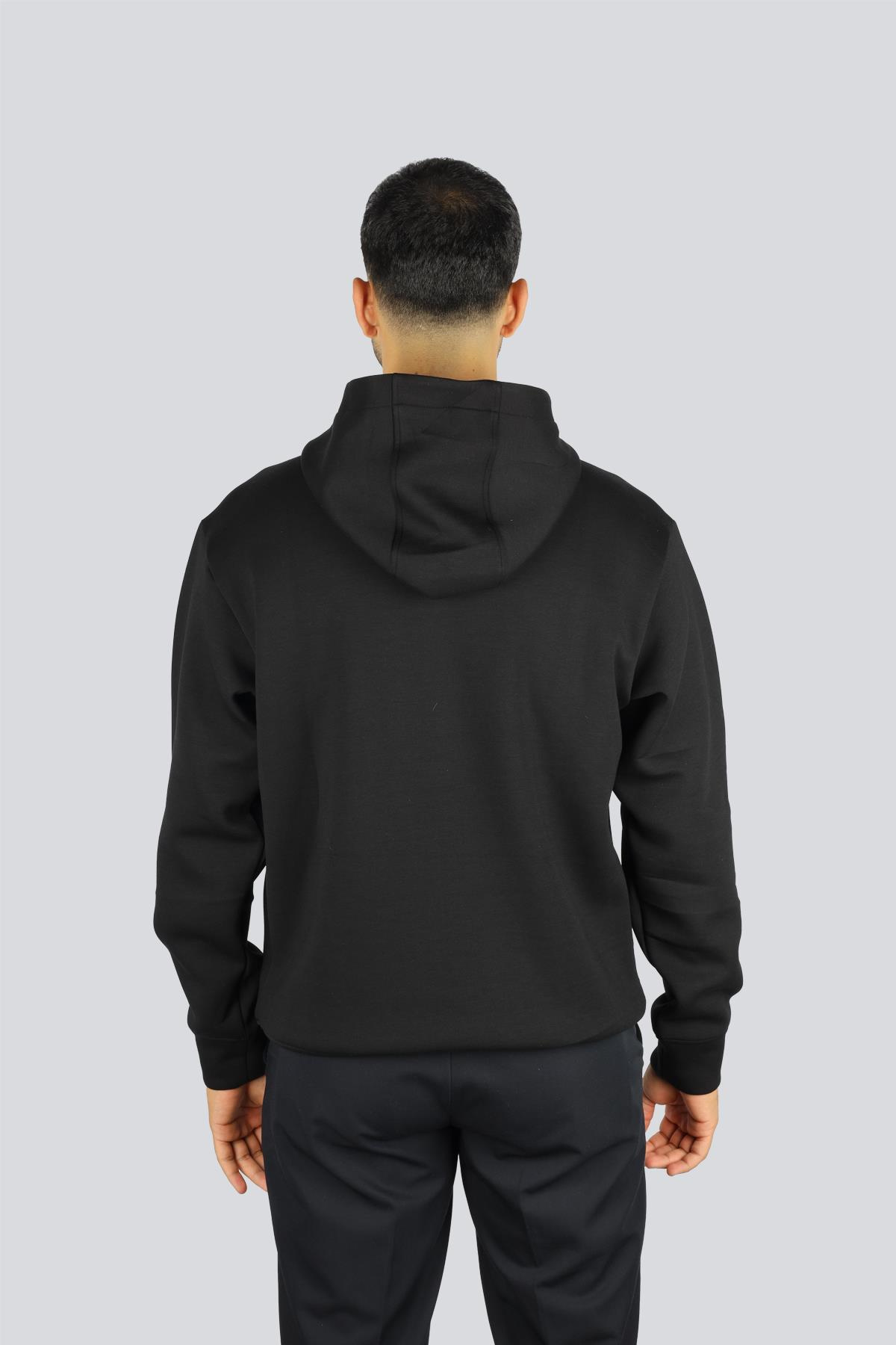 Paul Shark Paul Shark Erkek Regular Fit Kapüşonlu Yaka Shark Logo Detaylı Uzun Kollu Siyah-Gümüş Sweatshirt 15311851-11D