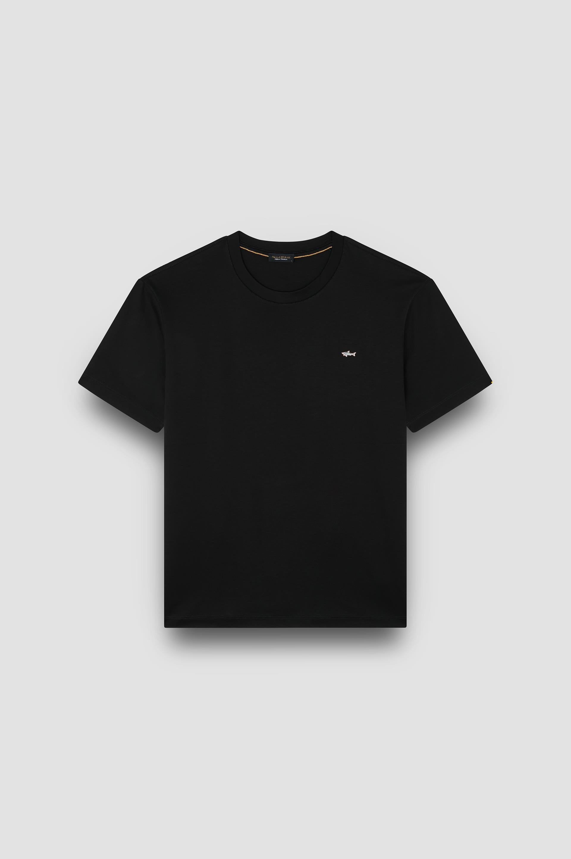 Paul Shark Paul Shark Erkek Regular Fit Yuvarlak Yakalı %100 Pamuklu Shark Logolu Kısa Kollu Siyah-Altın T-Shirt 15311610-11G