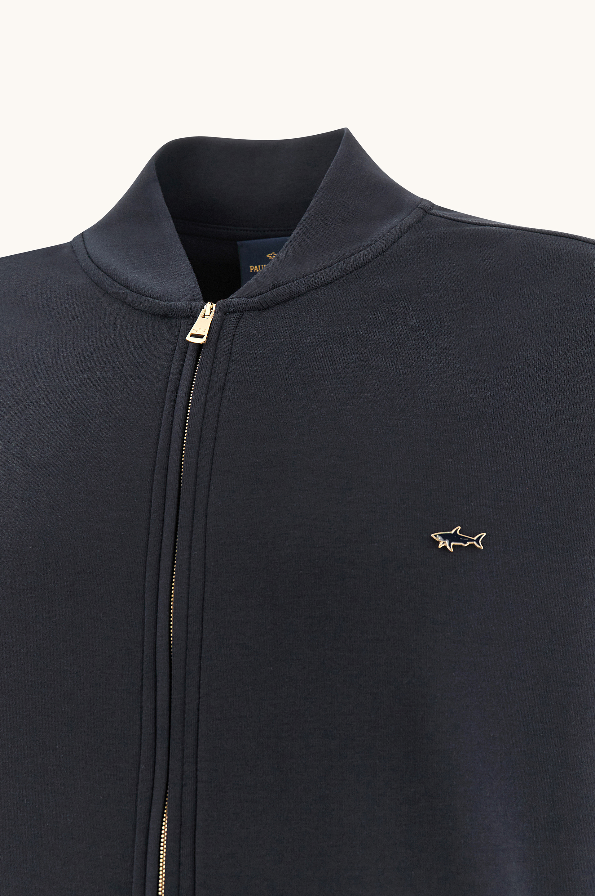 Paul Shark Paul Shark Erkek Regular Fit Dik Yaka Metalik Logo Detaylı Fermuarlı Uzun Kollu Lacivert Sweatshirt 26411814-50E