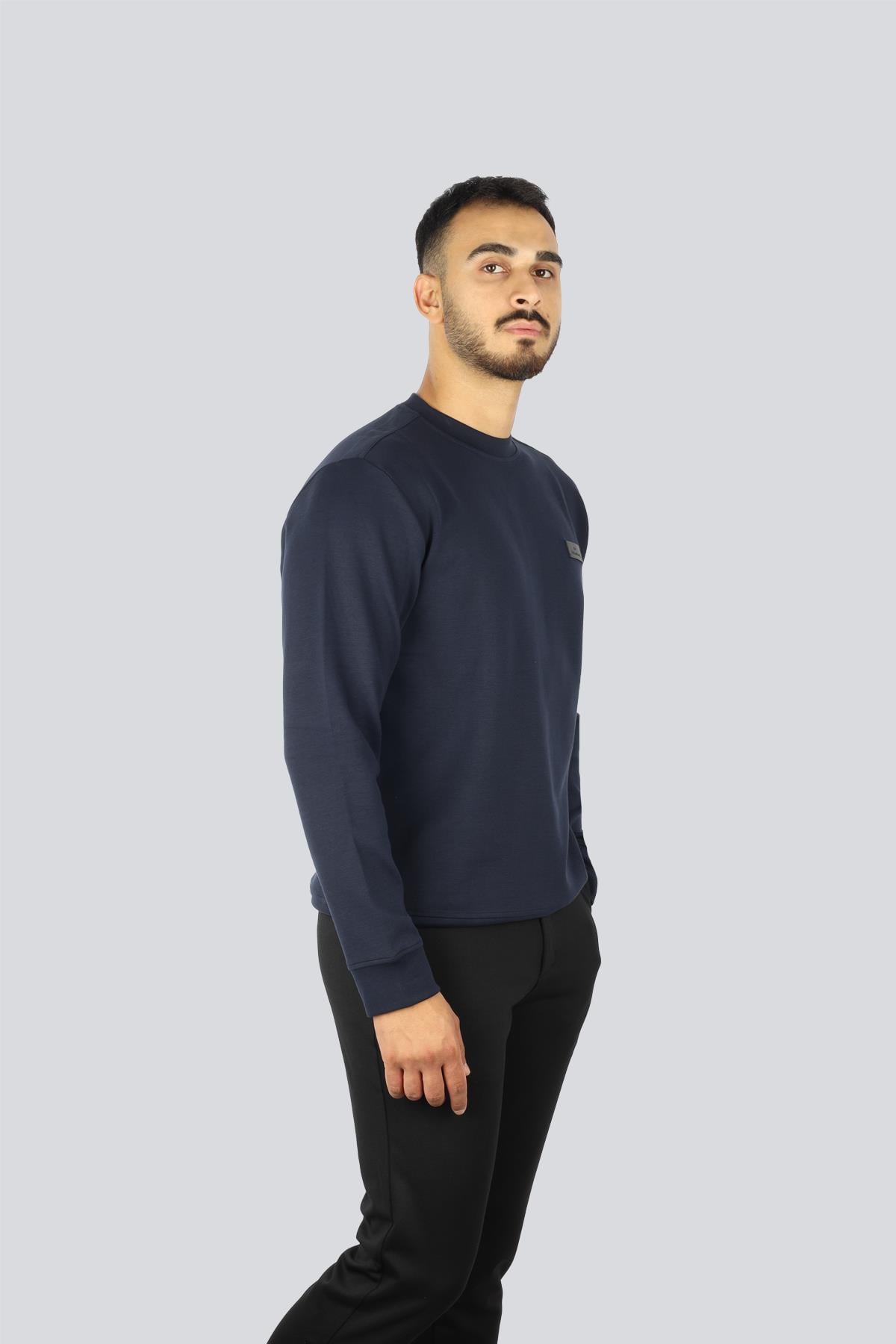 Paul Shark Paul Shark Erkek Regular Fit Pamuklu Shark Logo Etiketki Uzun Kollu Lacivert Sweatshirt 15311863-050