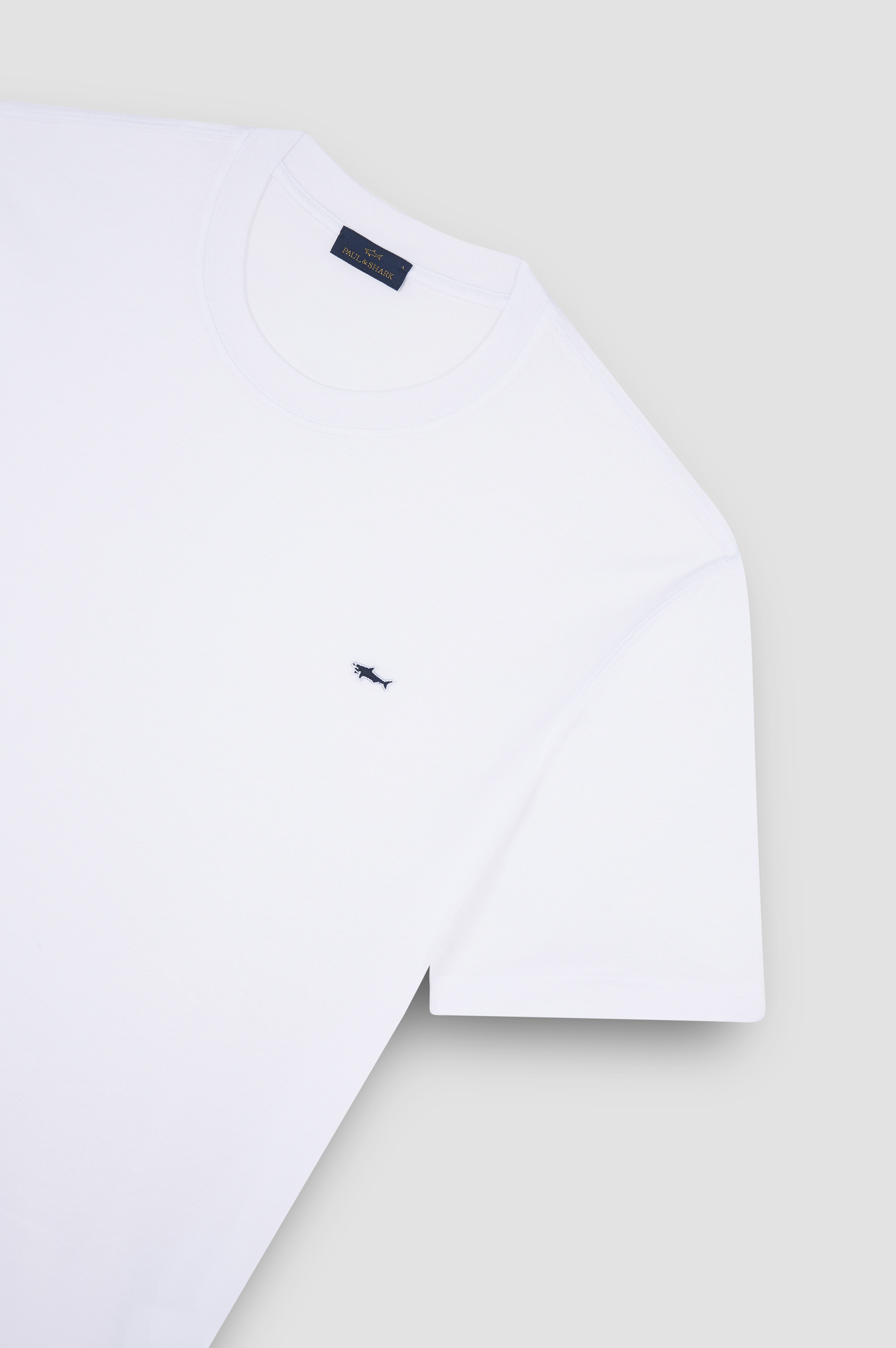Paul Shark Paul Shark Erkek Regular Fit Ribanalı Yakalı Metalik Logo Detaylı Pamuklu Kısa Kollu Beyaz T-Shirt 99311005-010