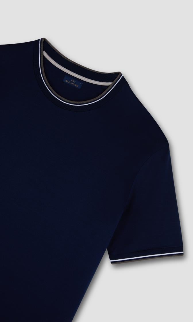 Paul Shark Paul Shark Erkek Regular Fit Yuvarlak Yaka %100 Pamuklu Kısa Kollu Lacivert T-Shirt 25411025-013