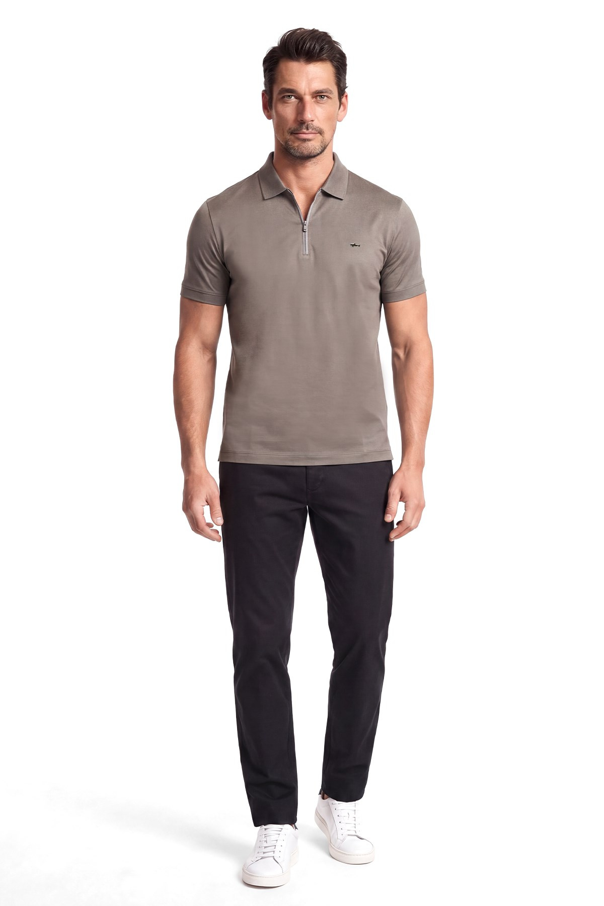 Paul Shark Paul Shark Erkek Regular Fit Logo Detaylı Pamuklu Kısa Kollu Kahverengi Polo Yaka T-Shirt 26411262SM-323