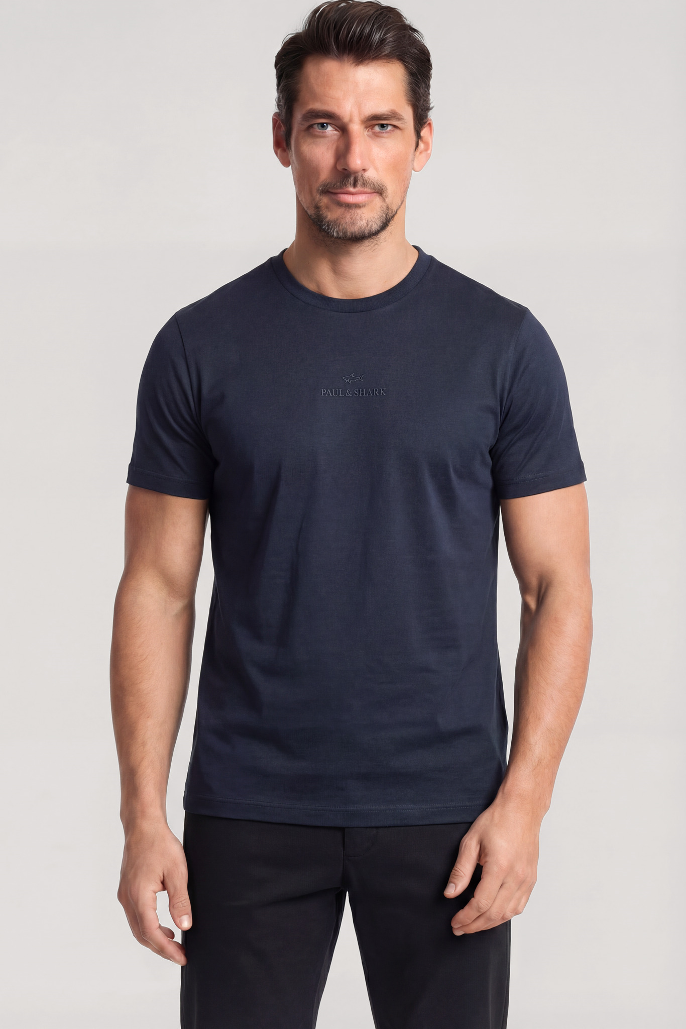 Paul Shark Paul Shark Erkek Regular Fit Yuvarlak Yakalı Pamuklu Logo İşlemeli Kısa Kollu Lacivert T-Shirt 26411049-013