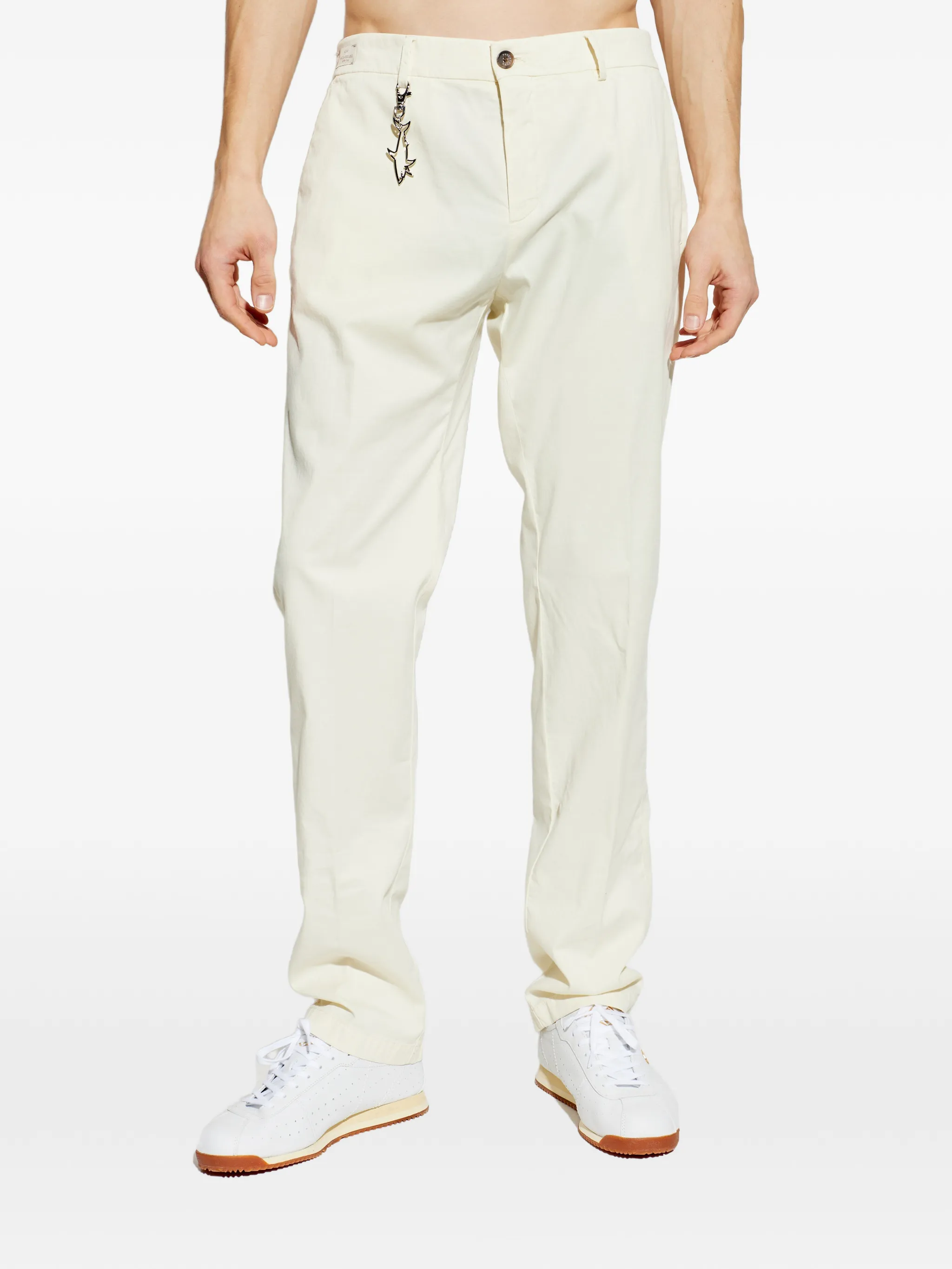Paul Shark Paul Shark Erkek Regular Fit Normal Bel Daralan Paça Pamuklu Beyaz Pantolon 25414043-030