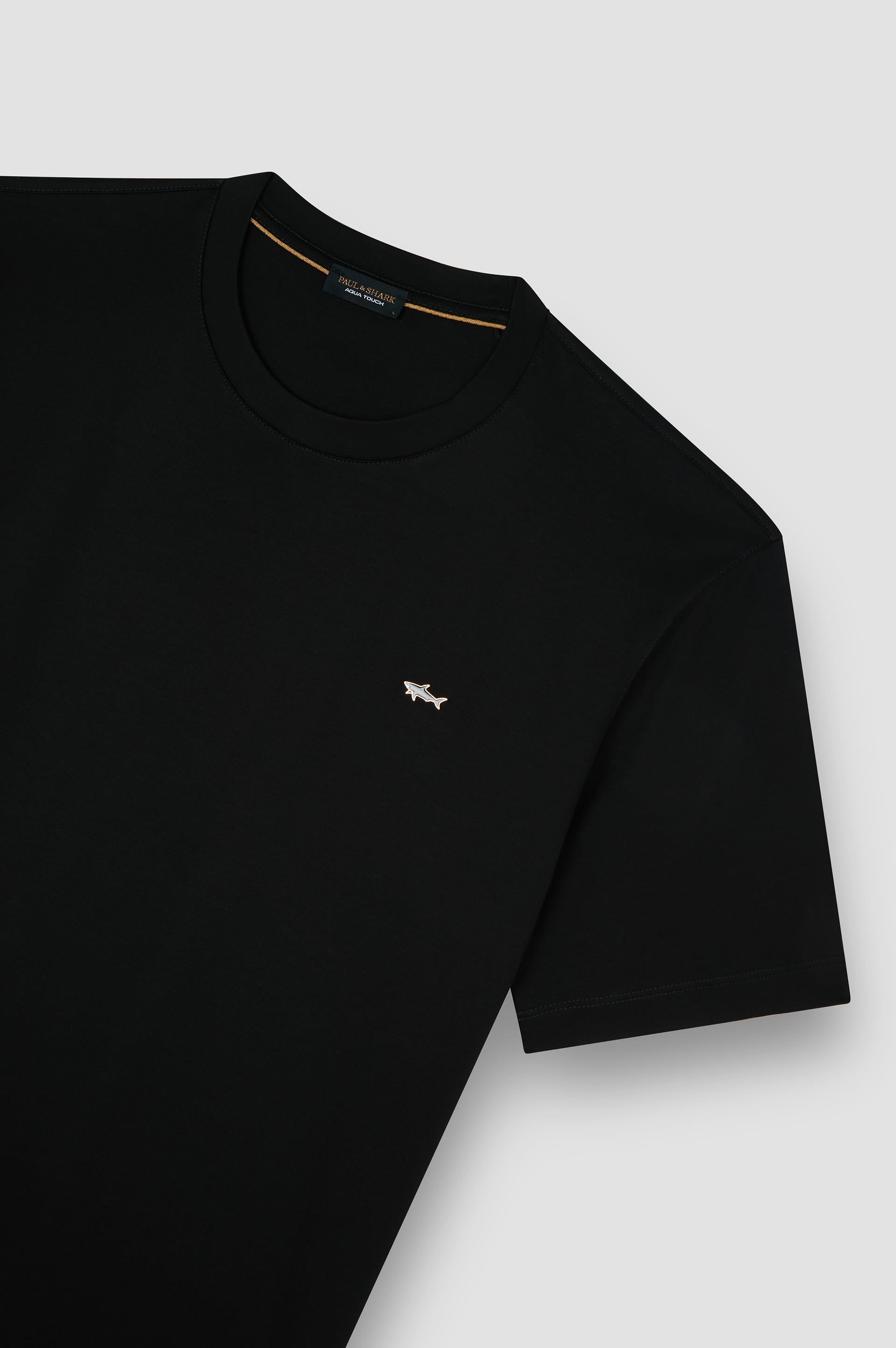 Paul Shark Paul Shark Erkek Regular Fit Yuvarlak Yakalı %100 Pamuklu Shark Logolu Kısa Kollu Siyah-Altın T-Shirt 15311610-11G
