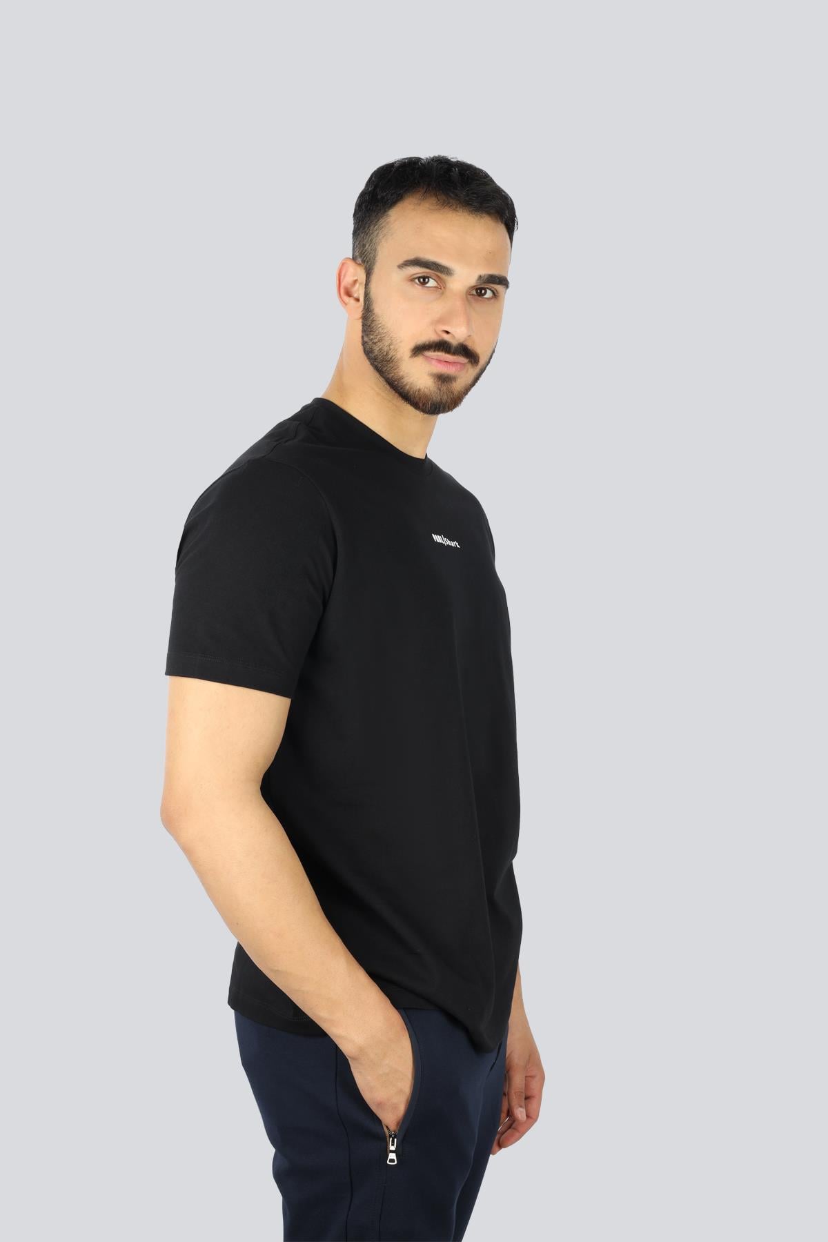 Paul Shark Paul Shark Erkek Regular Fit Yuvarlak Yaka İnce %100 Pamuklu Kısa Kollu Siyah T-Shirt 25411060-011