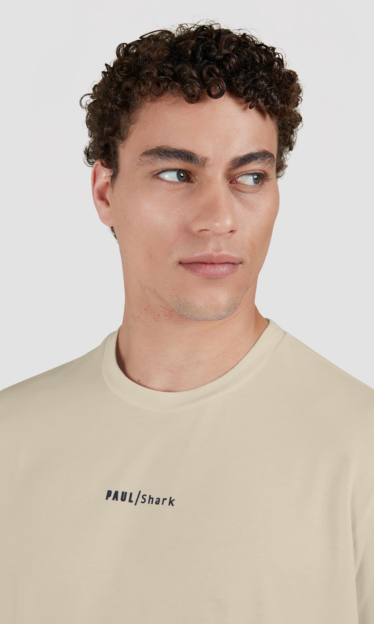 Paul Shark Paul Shark Erkek Regular Fit Yuvarlak Yaka İnce %100 Pamuklu Kısa Kollu Bej T-Shirt 25411060-348