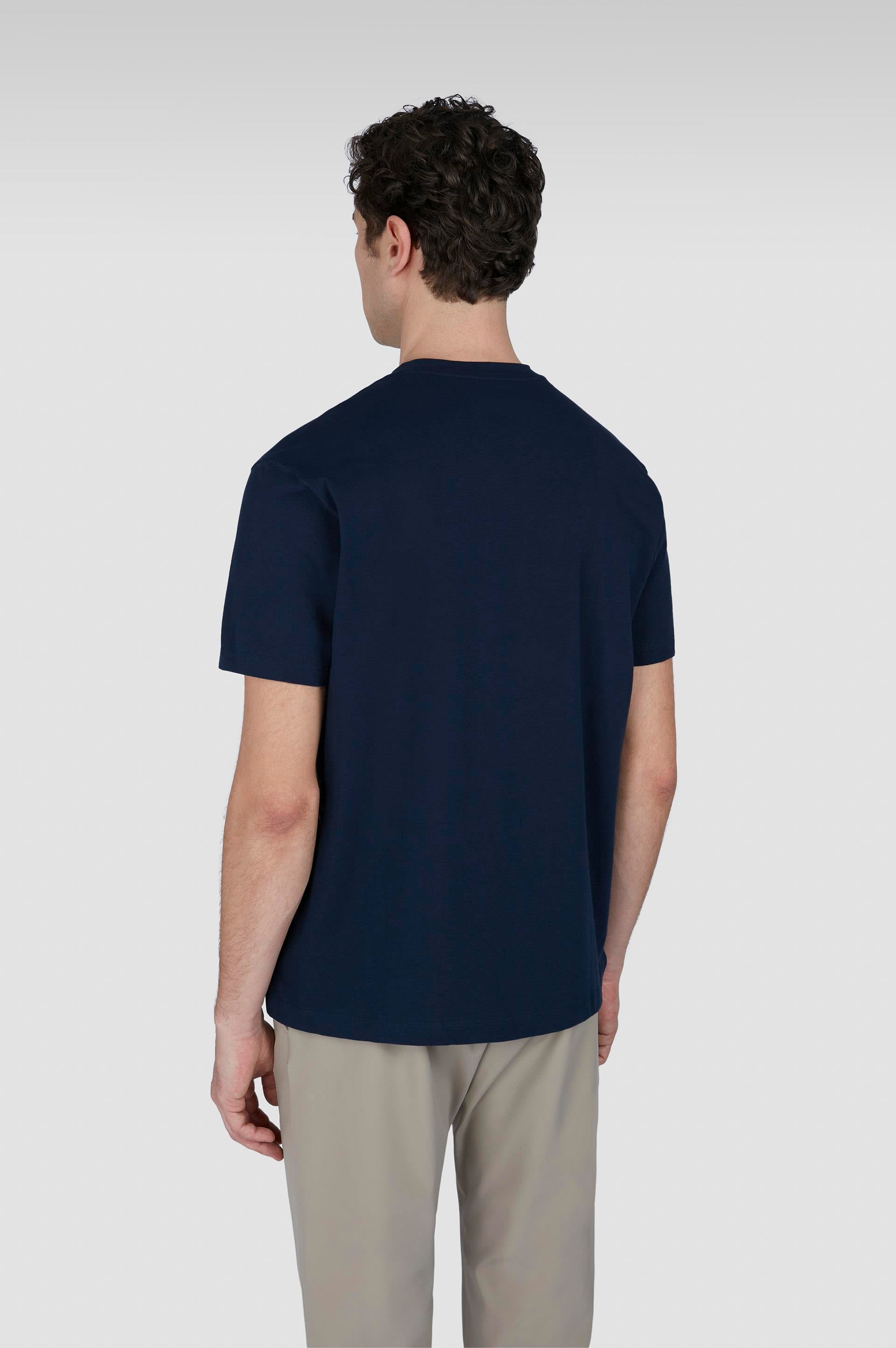 Paul Shark Paul Shark Erkek Regular Fit Grafik Baskılı Pamuklu Yuvarlak Yaka Kısa Kollu Lacivert T-Shirt 25411101-013