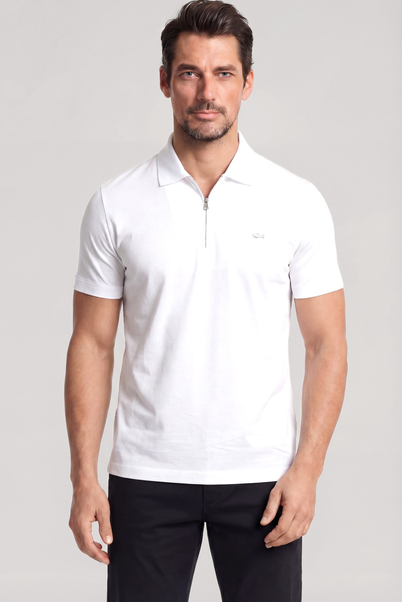 Paul Shark Paul Shark Erkek Regular Fit Logo Detaylı Pamuklu Kısa Kollu Beyaz Polo Yaka T-Shirt 26411262SM-010