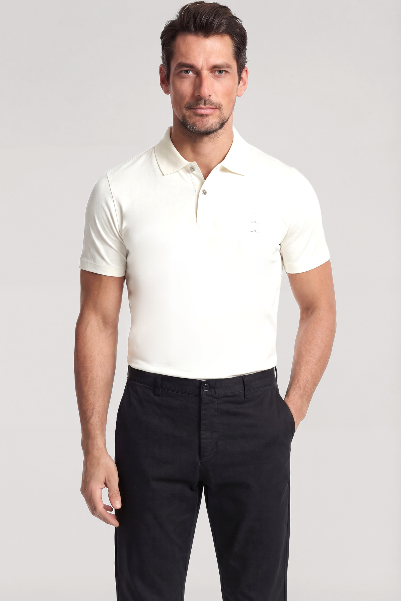 Paul Shark Paul Shark Erkek Regular Fit %100 Pamuklu Logo Detaylı Kısa Kollu Beyaz Polo Yaka T-Shirt 26411236-108