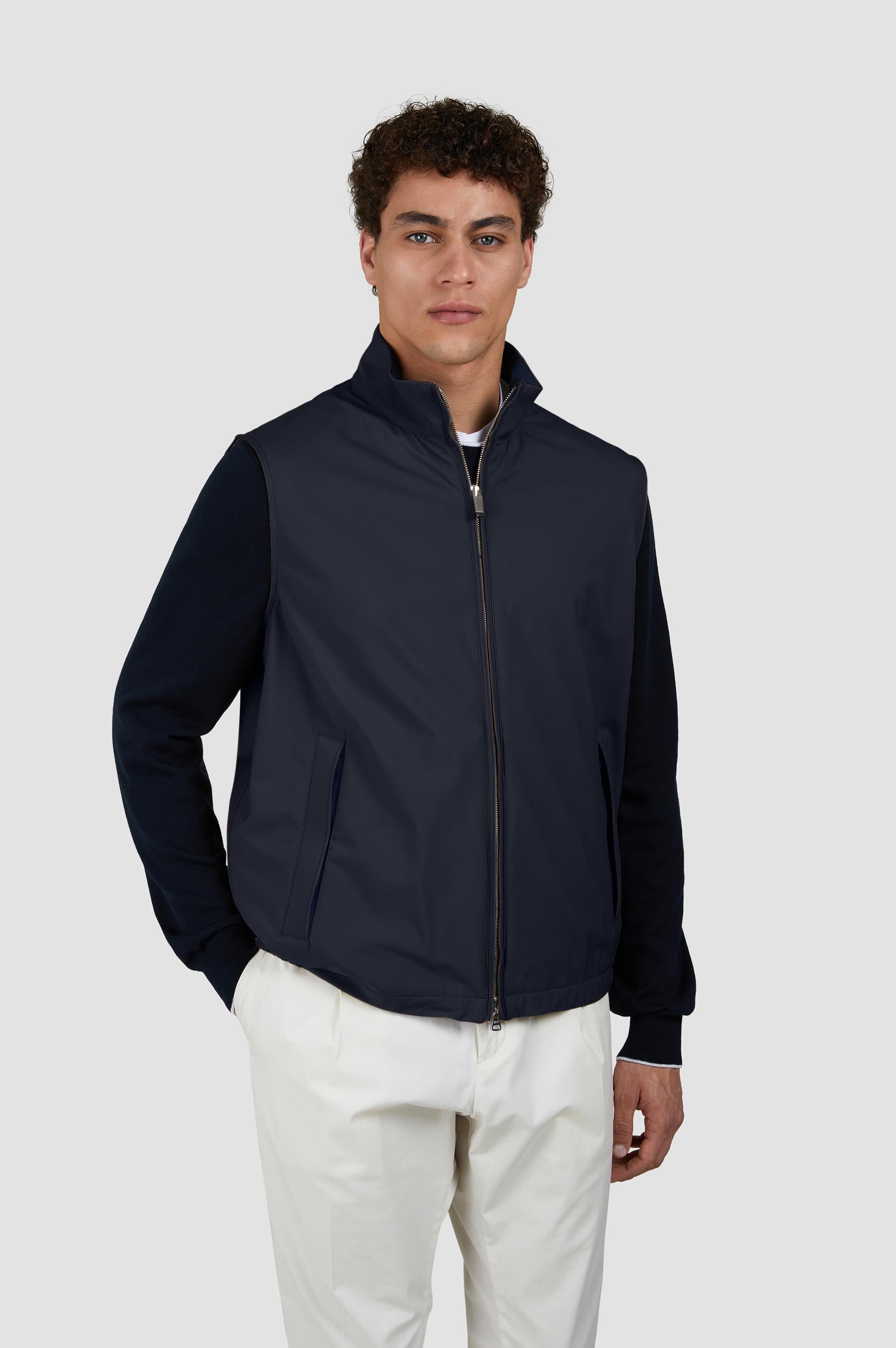 Paul Shark Paul Shark Erkek Regular Fit Dik Yaka Fermuarlı İç Cepli Lacivert Yelek 25412621-013