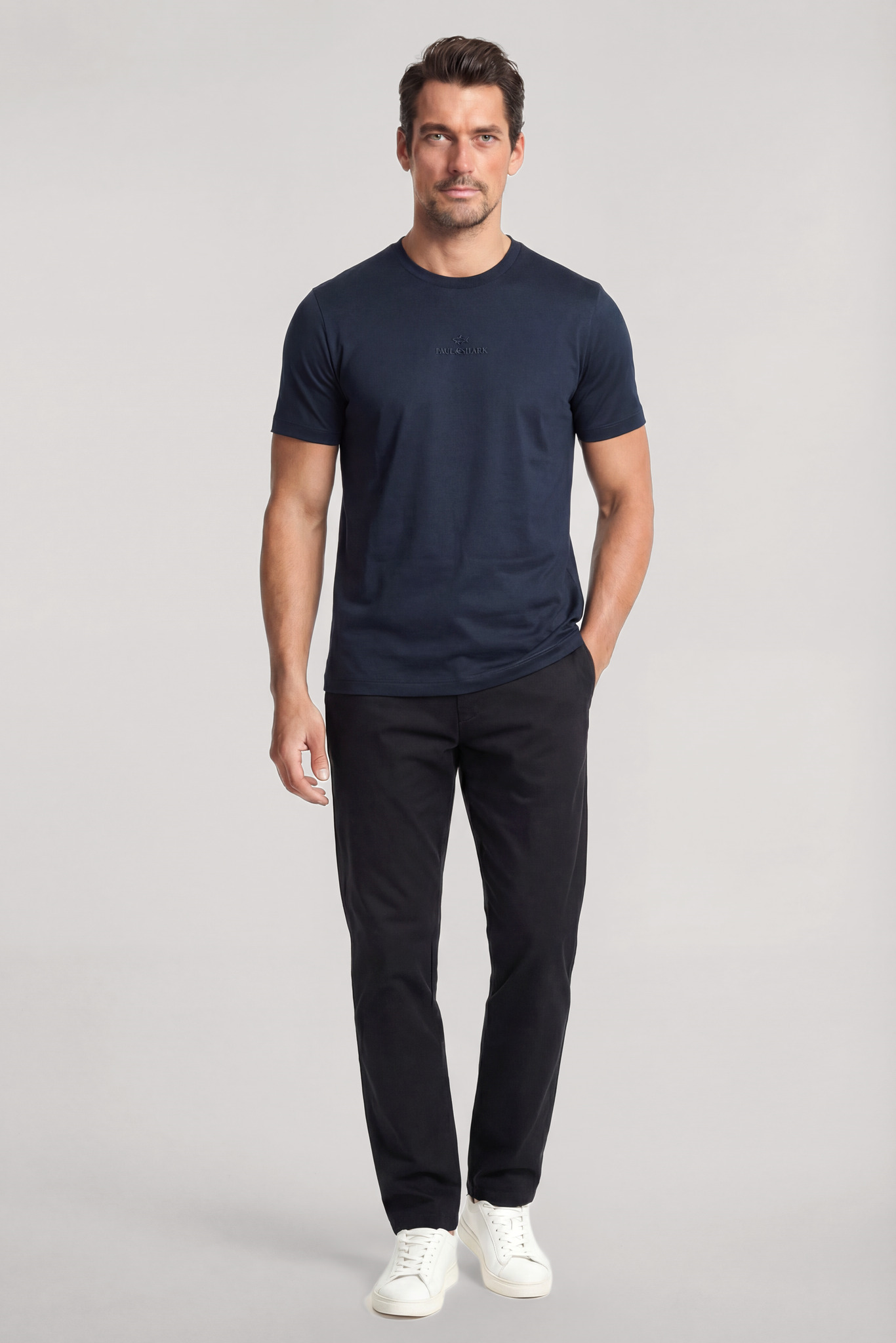 Paul Shark Paul Shark Erkek Regular Fit Yuvarlak Yakalı Pamuklu Logo İşlemeli Kısa Kollu Lacivert T-Shirt 26411049-013