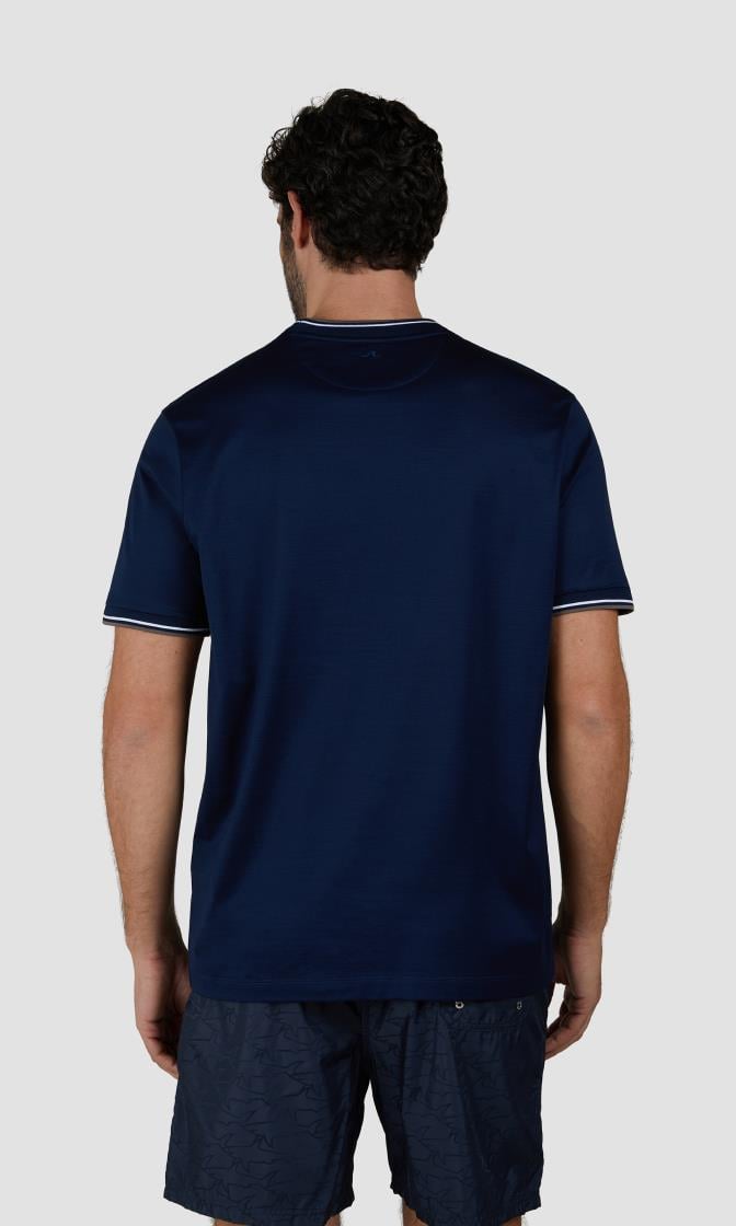 Paul Shark Paul Shark Erkek Regular Fit Yuvarlak Yaka %100 Pamuklu Kısa Kollu Lacivert T-Shirt 25411025-013