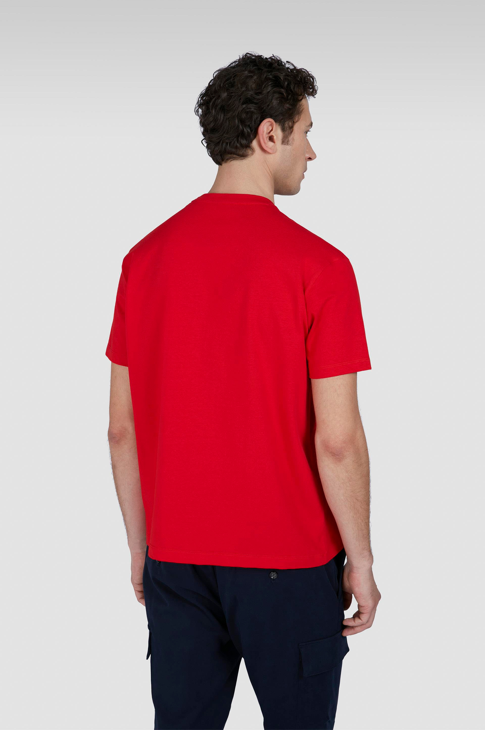 Paul Shark Paul Shark Erkek Regular Fit Grafik Baskılı Pamuklu Yuvarlak Yaka Kısa Kollu Kırmızı T-Shirt 25411101-577