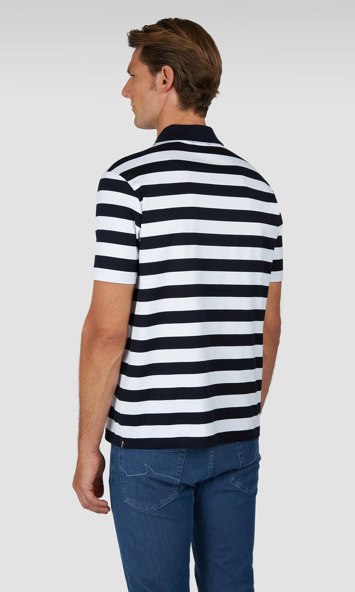 Paul Shark Paul Shark Erkek Regular Fit Yatay Çizgili %100 Pamuklu Kısa Kollu Lacivert-Beyaz Polo Yaka T-Shirt 15311749-321