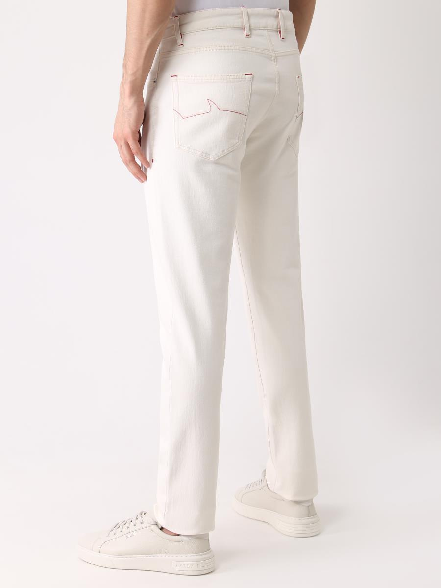 Paul Shark Paul Shark Erkek Slim Fit Düz Fermuarlı Beyaz Jeans 22414102-010
