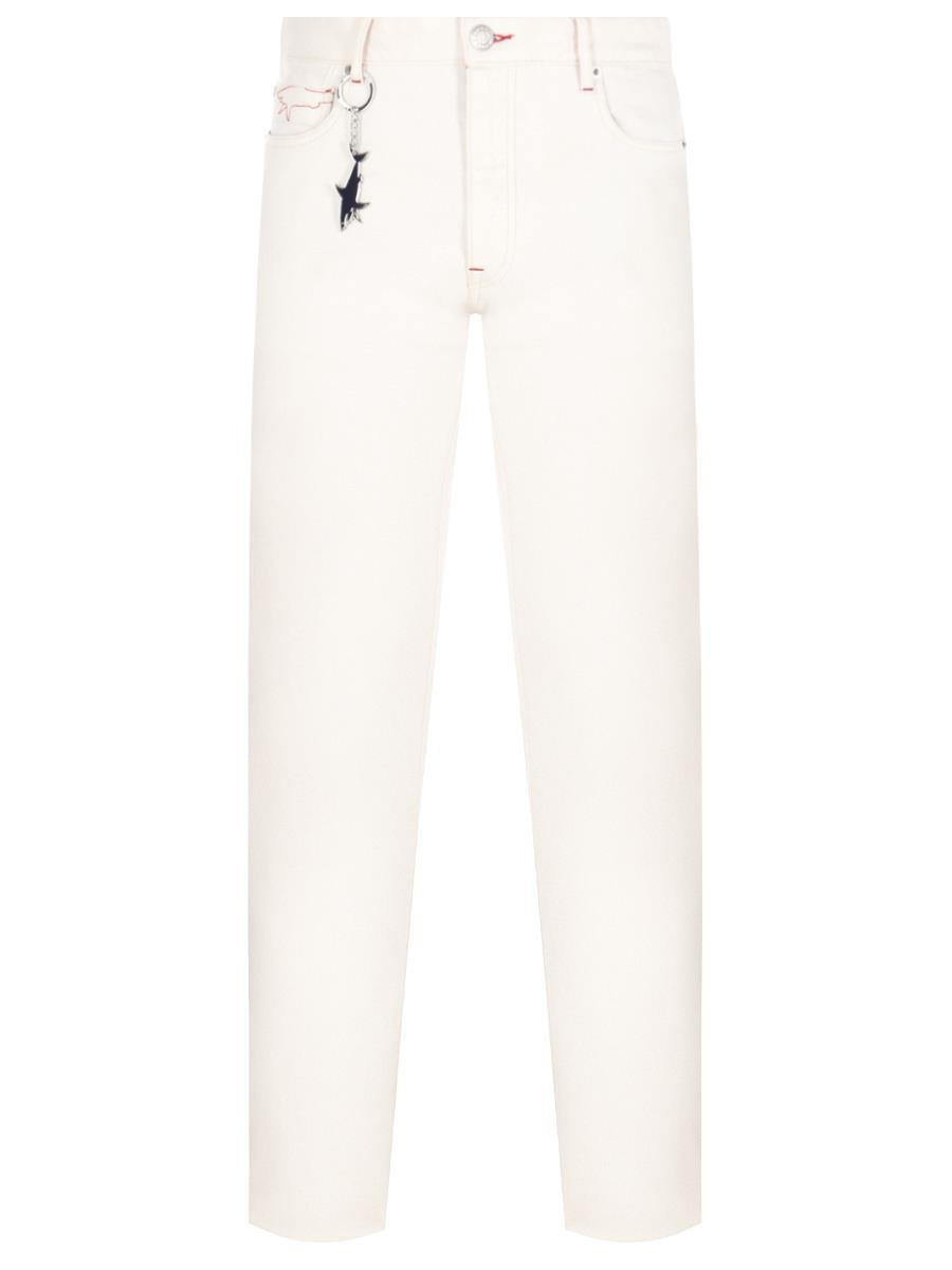 Paul Shark Paul Shark Erkek Slim Fit Düz Fermuarlı Beyaz Jeans 22414102-010