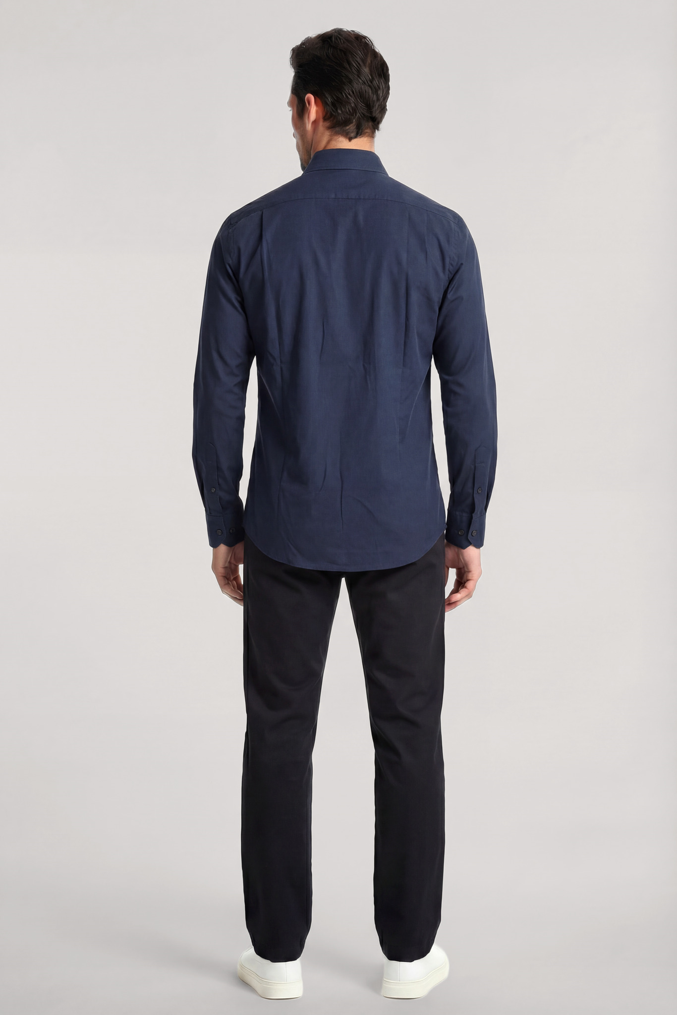 Paul Shark Paul Shark Erkek Slim Fit Logo İşleme Detaylı Pamuklu Uzun Kollu Lacivert Gömlek 26413800-013