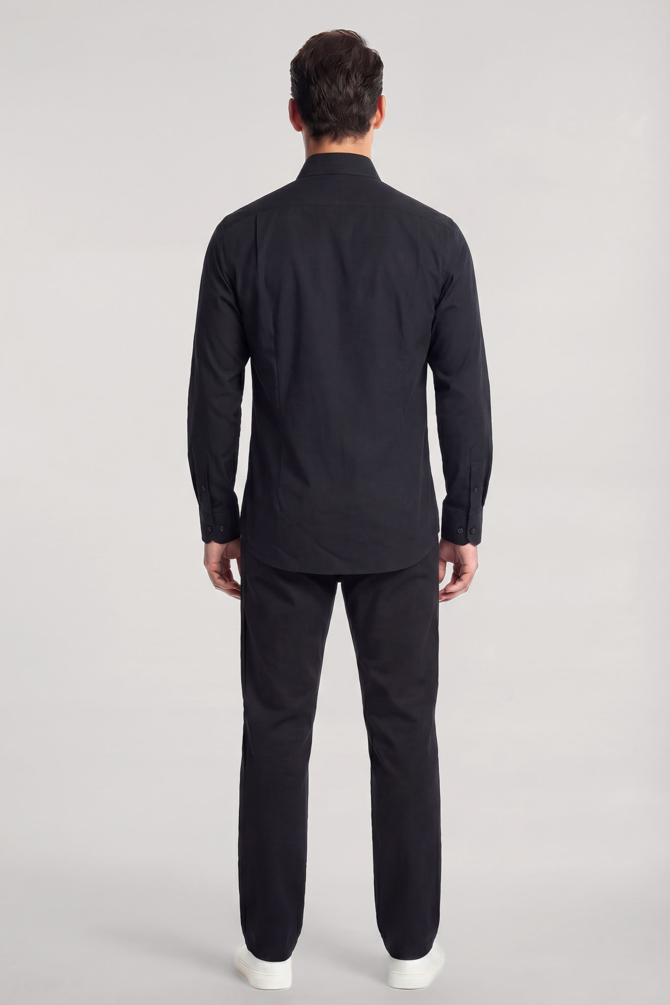 Paul Shark Paul Shark Erkek Slim Fit Logo İşleme Detaylı Pamuklu Uzun Kollu Siyah Gömlek 26413800-011