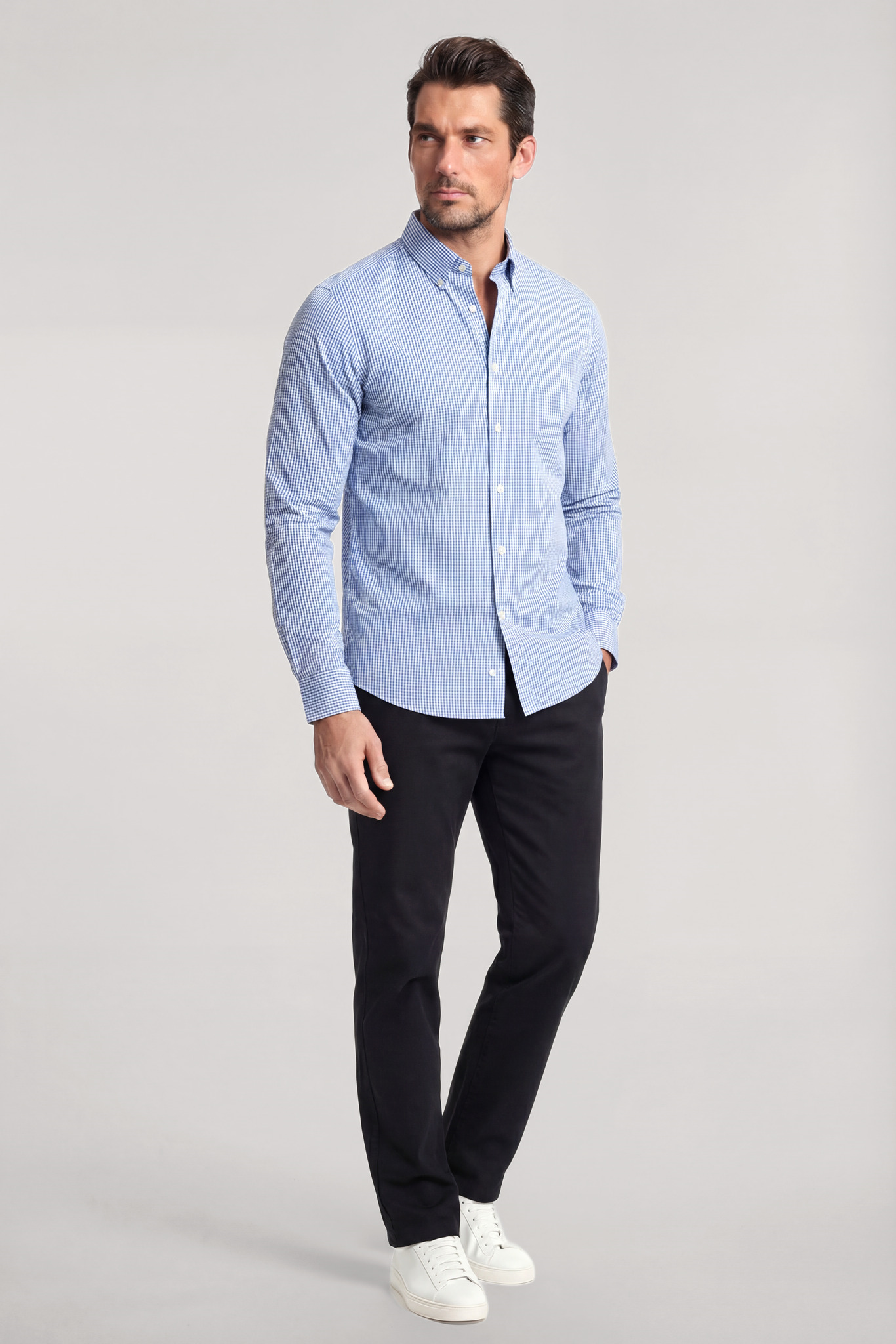 Paul Shark Paul Shark Erkek Slim Fit Pamuklu Gömlek Yaka Uzun Kollu Beyaz Gömlek 99313010-S74