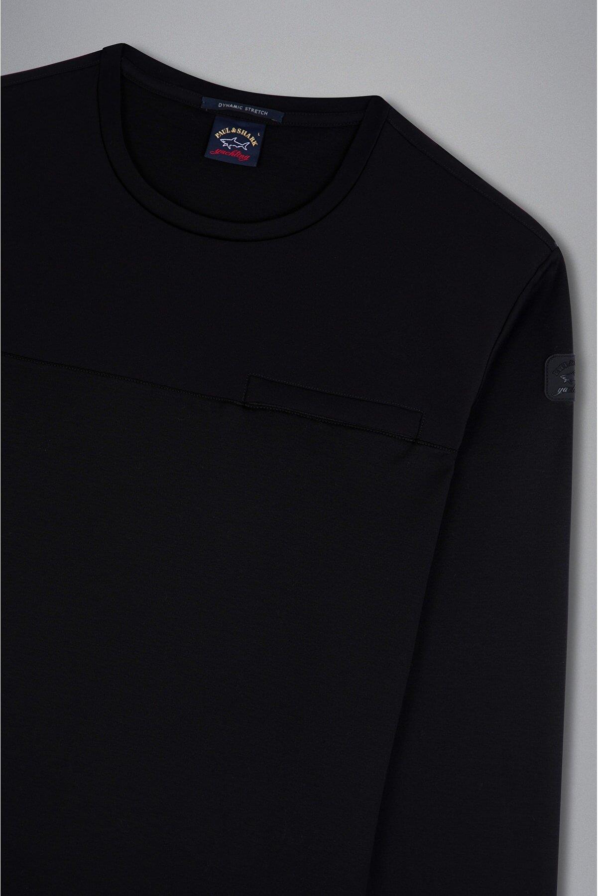 Paul Shark Paul Shark Erkek Uzun kollu Günlük Kullanım Normal kesim Siyah T-Shirt 13311603A-011