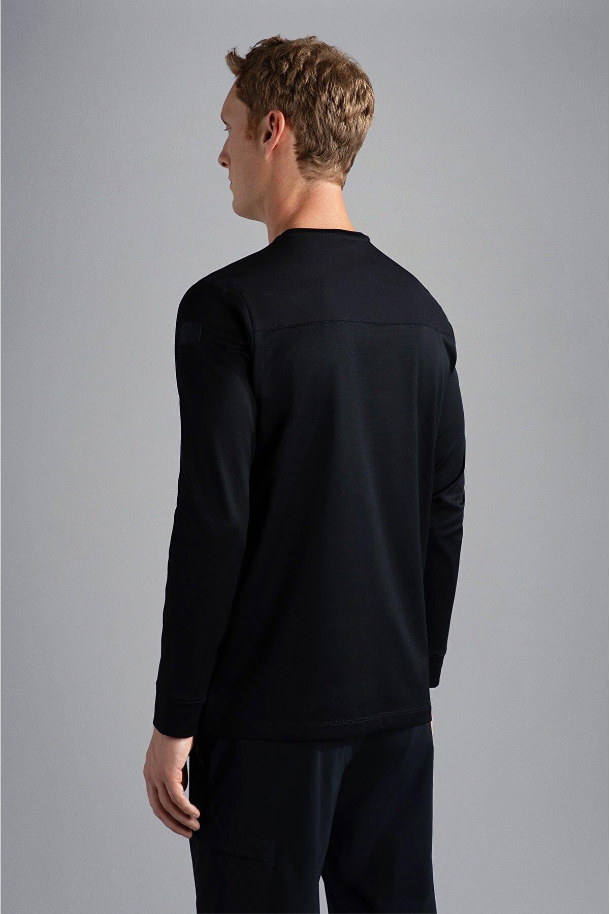 Paul Shark Paul Shark Erkek Uzun kollu Günlük Kullanım Normal kesim Siyah T-Shirt 13311603A-011