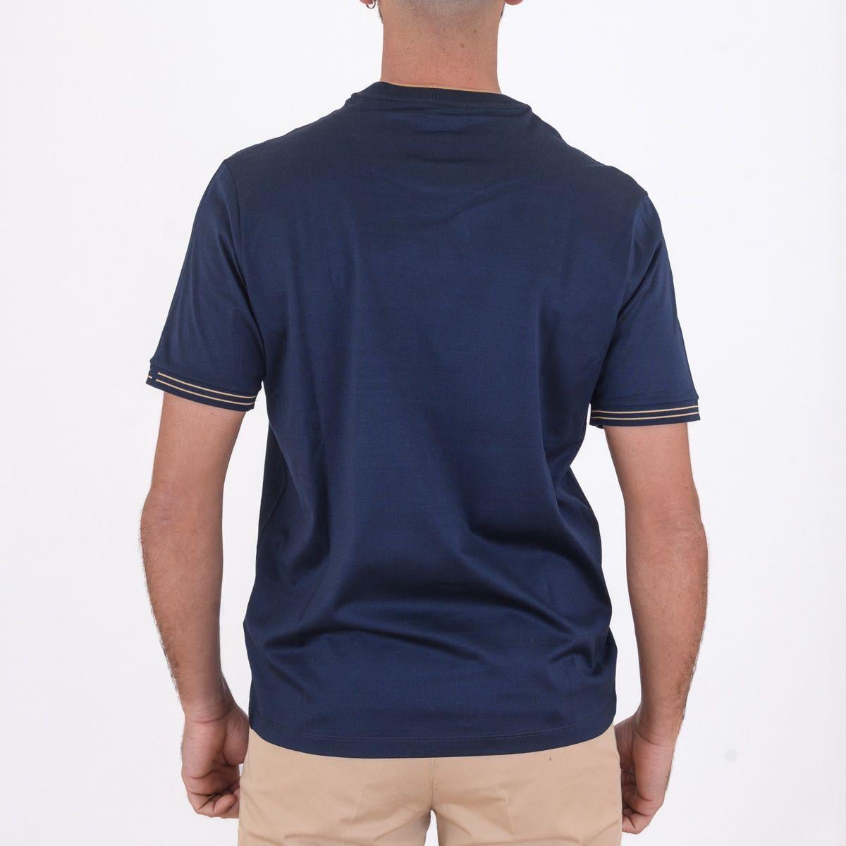 Paul Shark Paul Shark Erkek Yuvarlak Yakalı Kolu Yüzgeç Detaylı Pamuklu Lacivert-Beyaz T-Shirt 25411017-13E