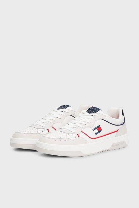 Tommy Hilfiger Tommy Hilfiger Erkek Bayrak Logolu %100 Deri Nefes Alabilir Üst Yüzeyli Mavi Sneaker EM0EM01585-0G1
