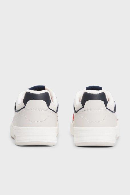 Tommy Hilfiger Tommy Hilfiger Erkek Bayrak Logolu %100 Deri Nefes Alabilir Üst Yüzeyli Mavi Sneaker EM0EM01585-0G1