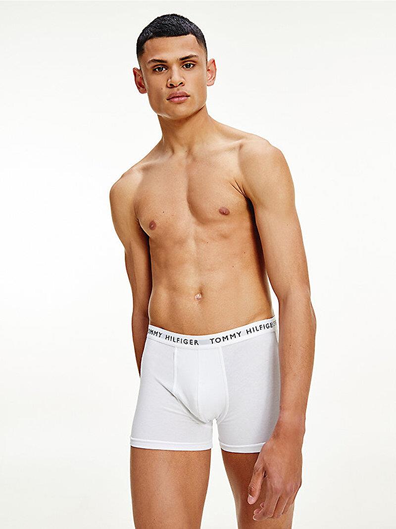 Tommy Hilfiger Tommy Hilfiger Erkek Beli Lastikli Logolu Rahat Kesim Beyaz Boxer UM0UM02203-0VL