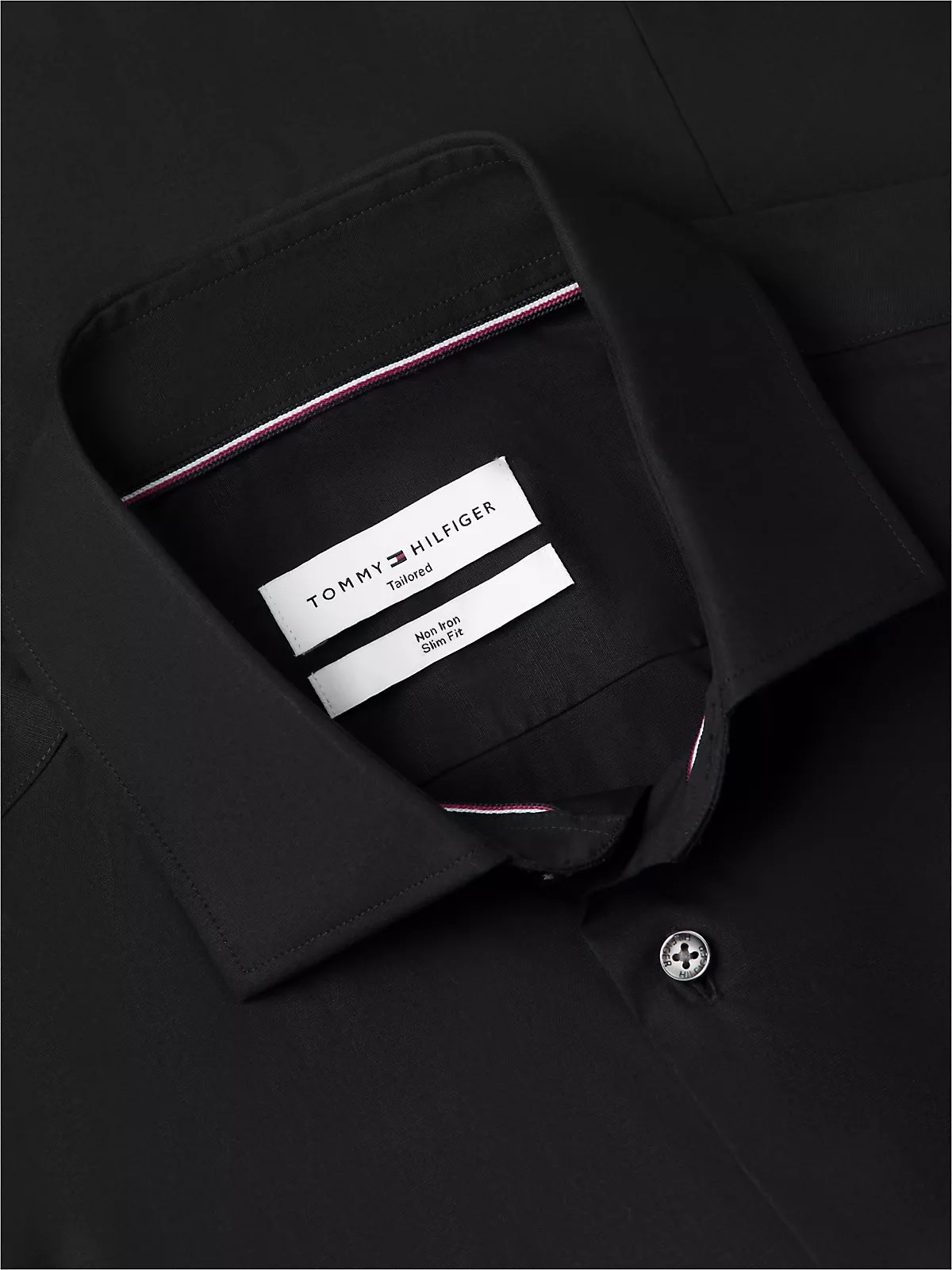 Tommy Hilfiger Tommy Hilfiger Erkek Dar Kesim Organik Pamuklu Logo Detaylı Uzun Kollu Siyah Gömlek MW0MW43122-BDS