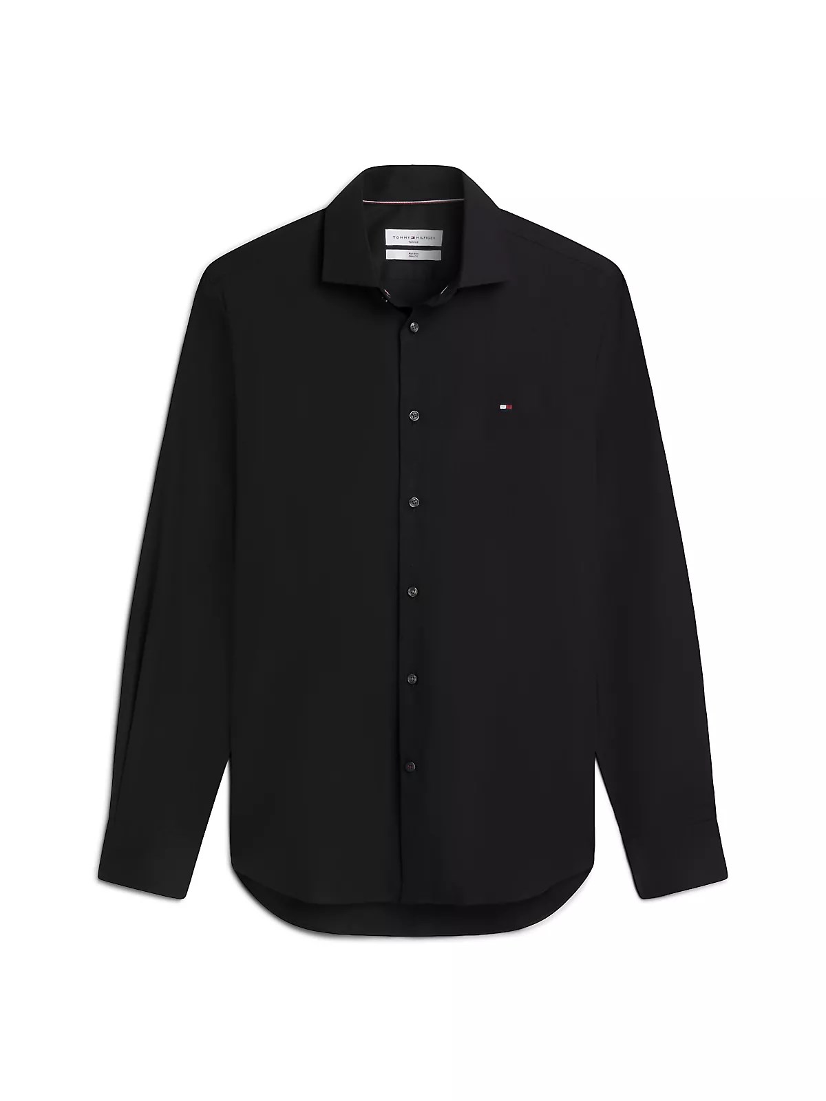 Tommy Hilfiger Tommy Hilfiger Erkek Dar Kesim Organik Pamuklu Logo Detaylı Uzun Kollu Siyah Gömlek MW0MW43122-BDS