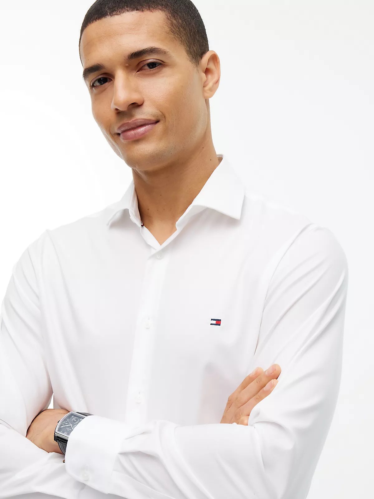 Tommy Hilfiger Tommy Hilfiger Erkek Dar Kesim Organik Pamuklu Logo Detaylı Uzun Kollu Beyaz Gömlek MW0MW43122-YBR
