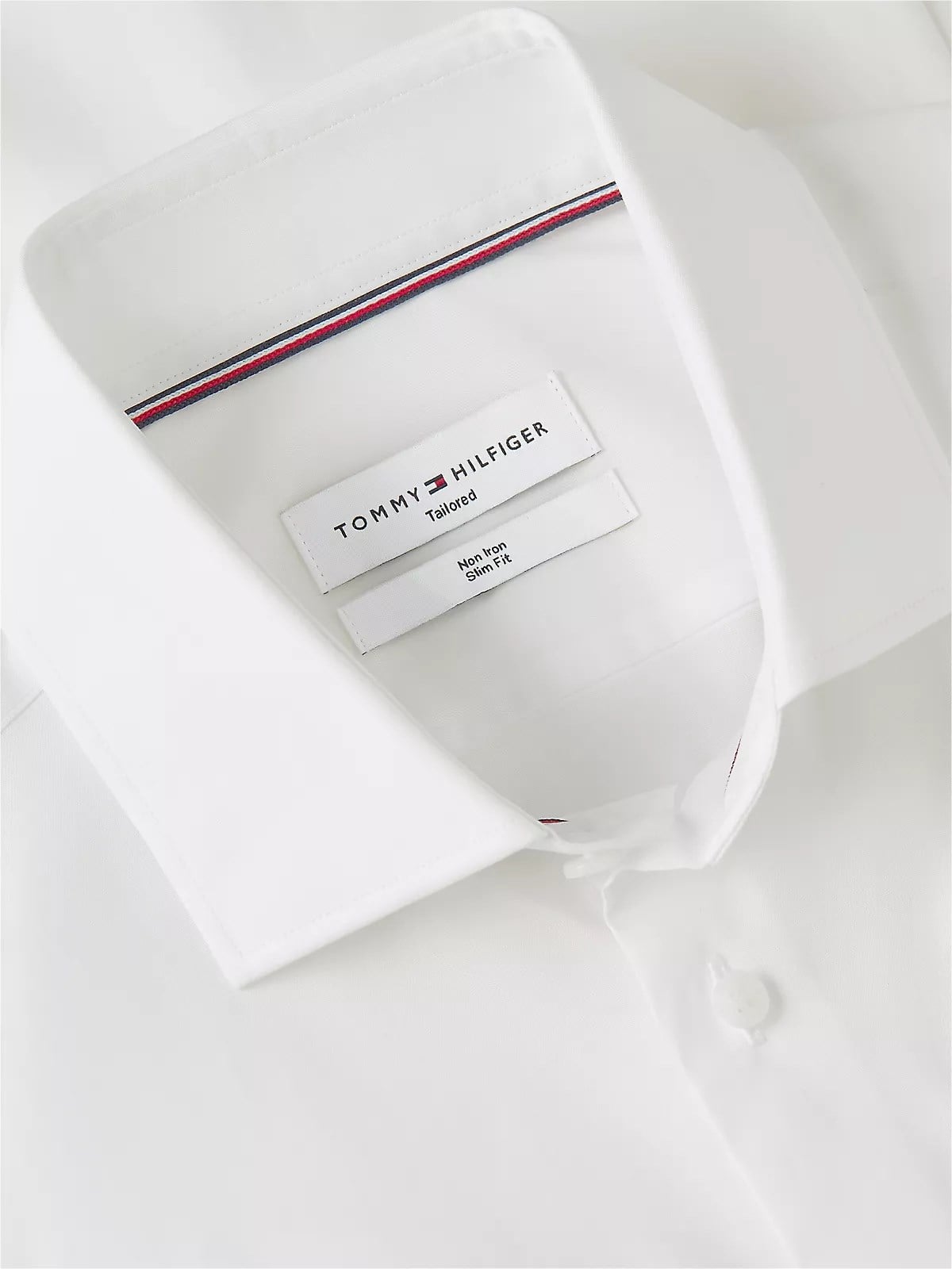Tommy Hilfiger Tommy Hilfiger Erkek Dar Kesim Organik Pamuklu Logo Detaylı Uzun Kollu Beyaz Gömlek MW0MW43122-YBR