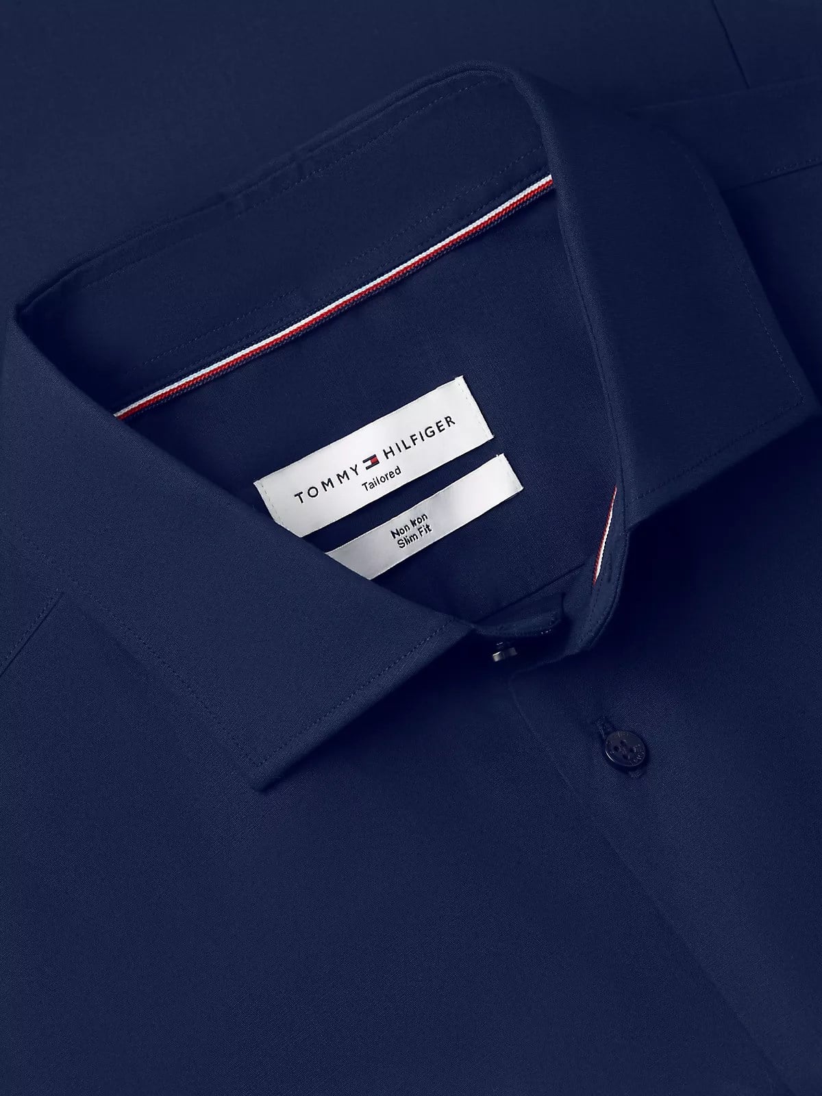 Tommy Hilfiger Tommy Hilfiger Erkek Dar Kesim Organik Pamuklu Logo Detaylı Uzun Kollu Lacivert Gömlek MW0MW43122-DCC