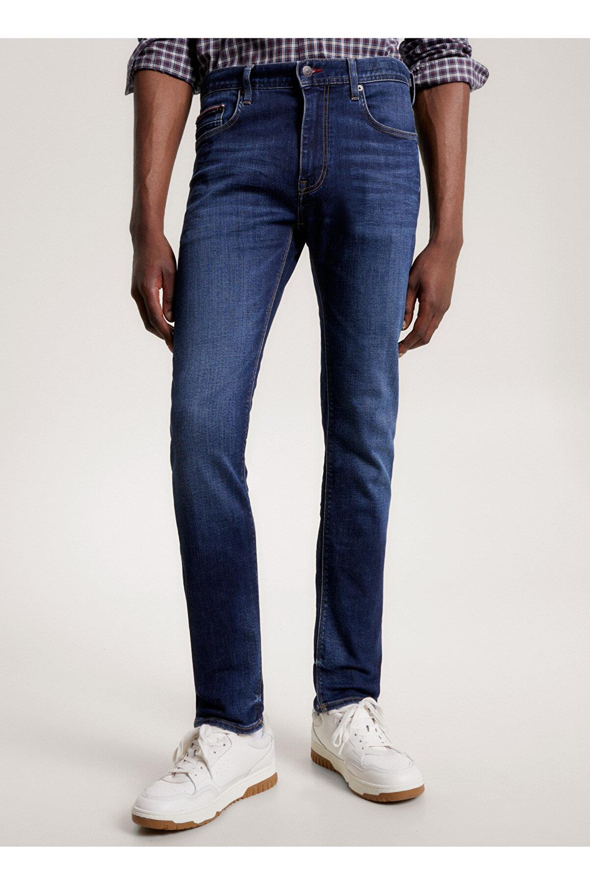 Tommy Hilfiger Tommy Hilfiger Erkek Denim Normal Belli Düz Model Günlük Kullanım Mavi Jeans MW0MW33347-1A8