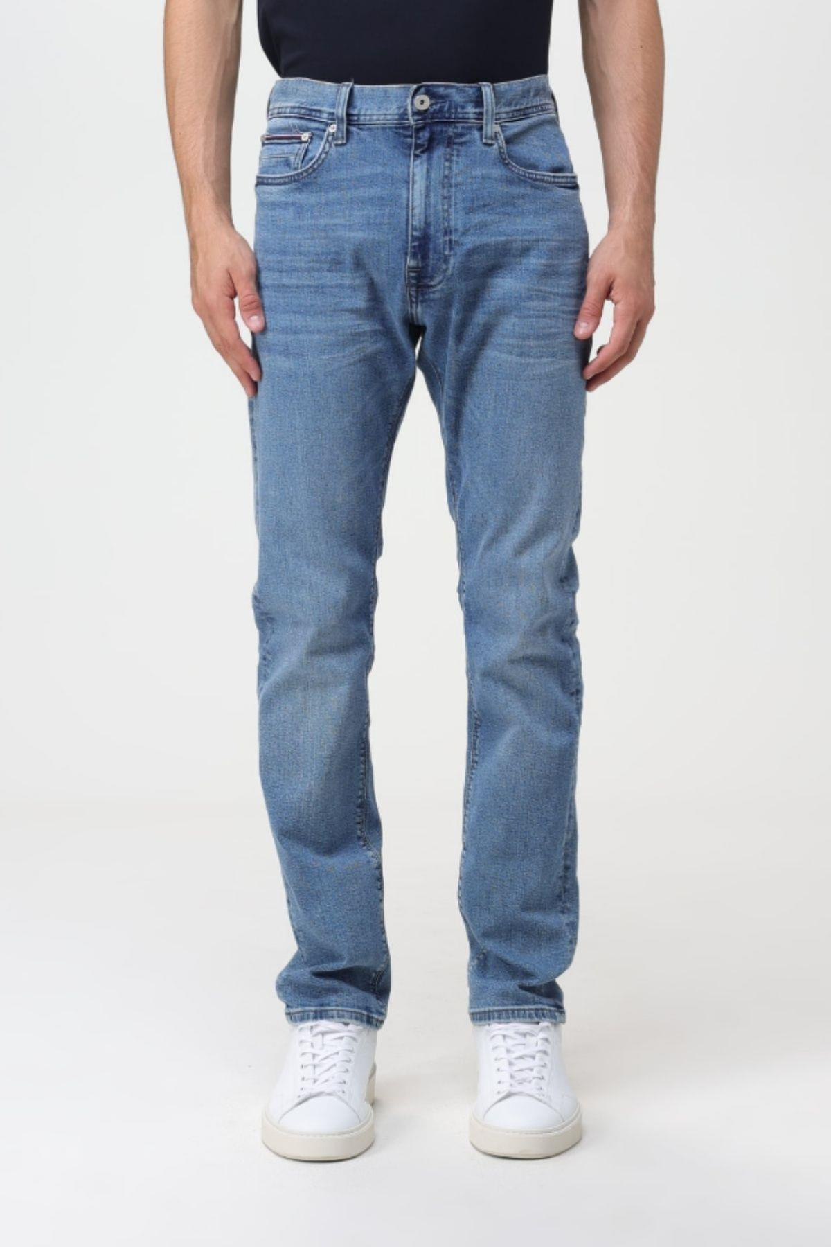Tommy Hilfiger Tommy Hilfiger Erkek Denim Normal Belli Düz Model Günlük Kullanım Mavi Jeans MW0MW32098-1AF