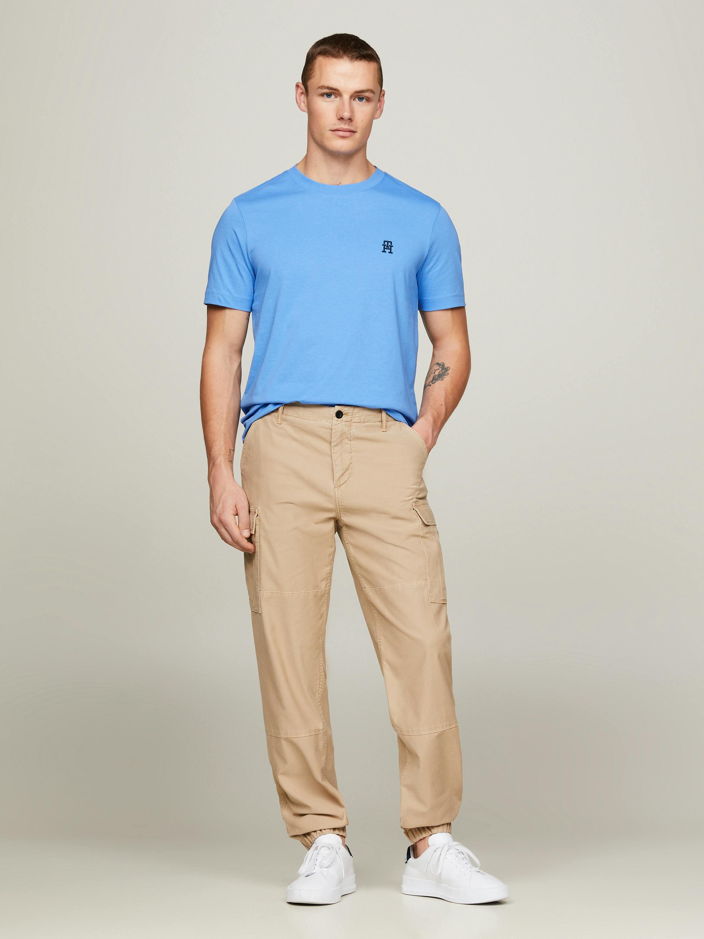 Tommy Hilfiger Tommy Hilfiger Erkek Dokuma Kumaş Kısa Kol Düz Model Mavi1 T-Shirt MW0MW33987-C30